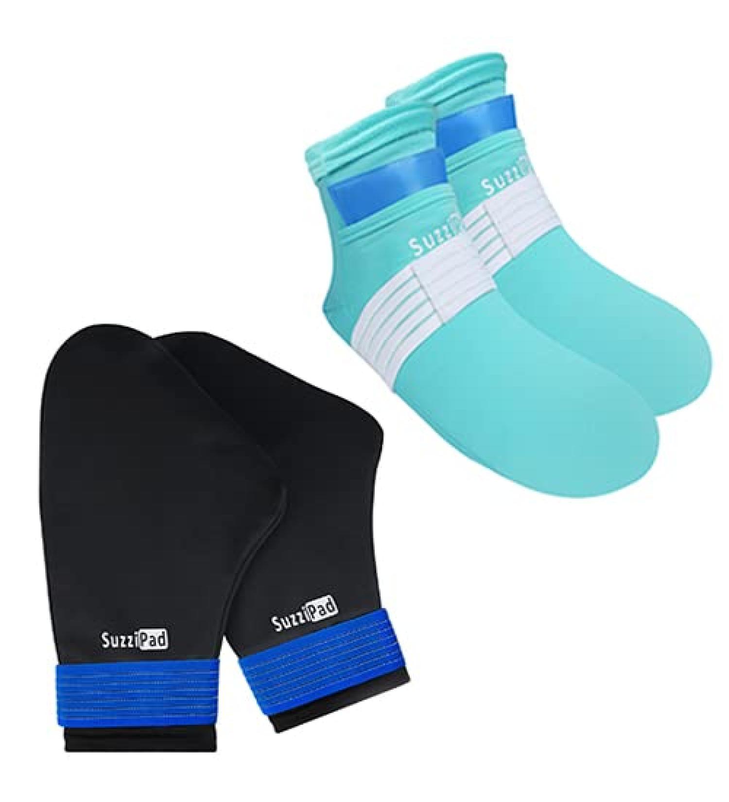 SuzziPad Upgraded Cold Therapy Socks with 6 Gel Packs - Large Hand Ice Pack Wrap for Pain Relief and Neuropathy - Buy Online on GoSupps.com