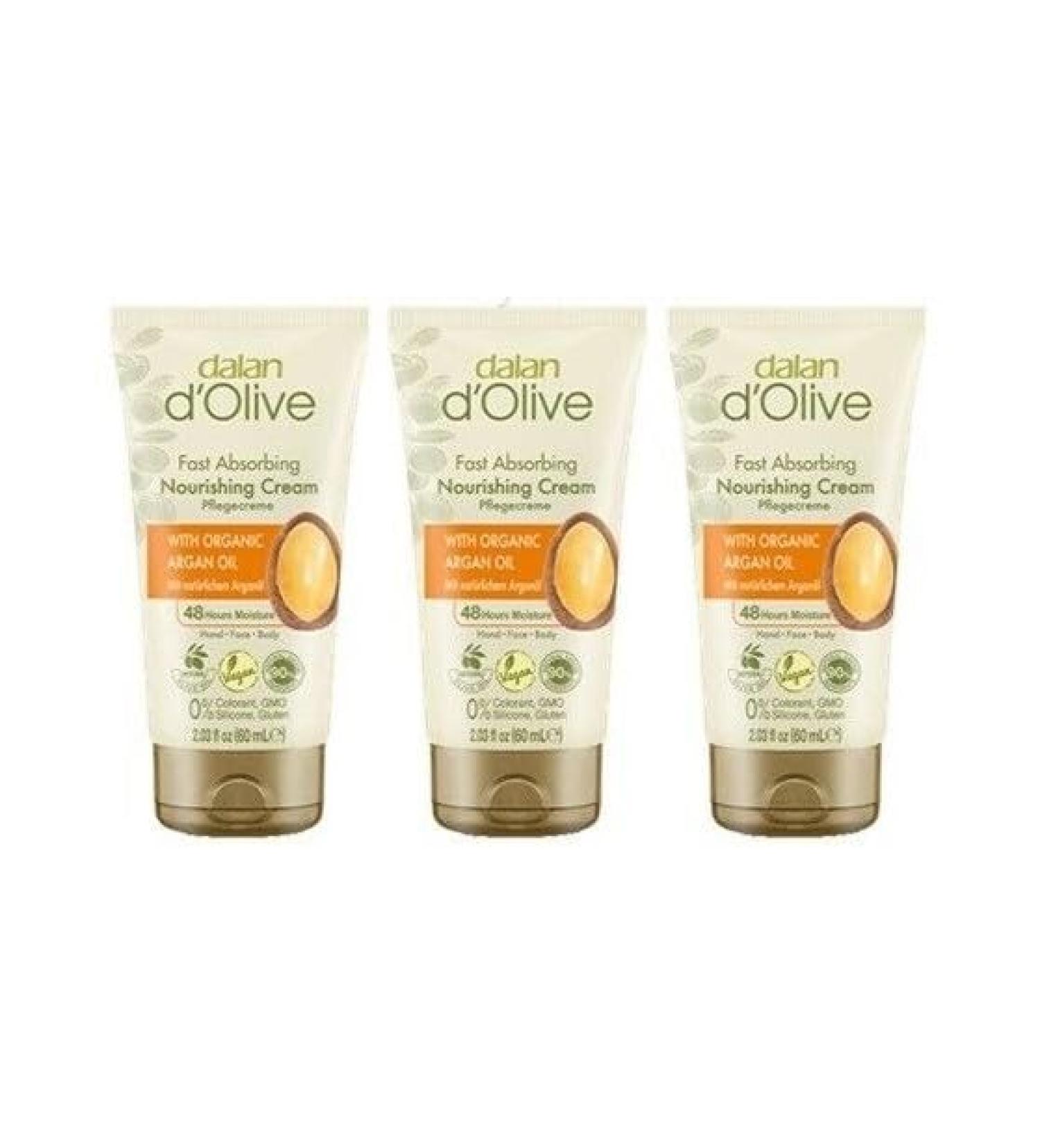 Dalan d'Olive Argan Oil Care Cream 60ml Tube Set of 3