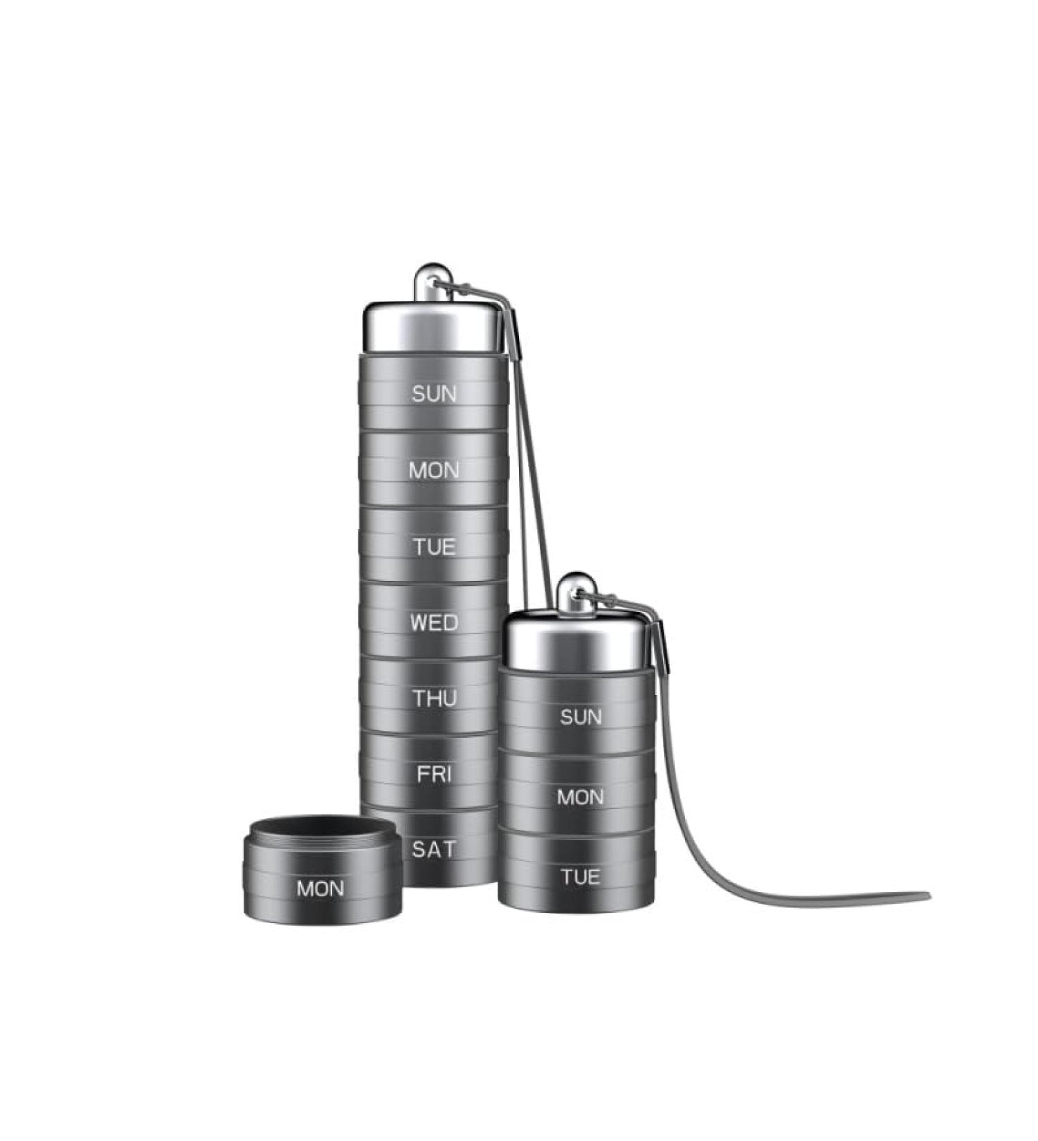 Aluminum Alloy Travel Medicine Organizer - Portable Waterproof Pill Box for Vitamins & Fish Oil | Large Capacity Weekly Organizer in Grey - Buy Online on GoSupps.com