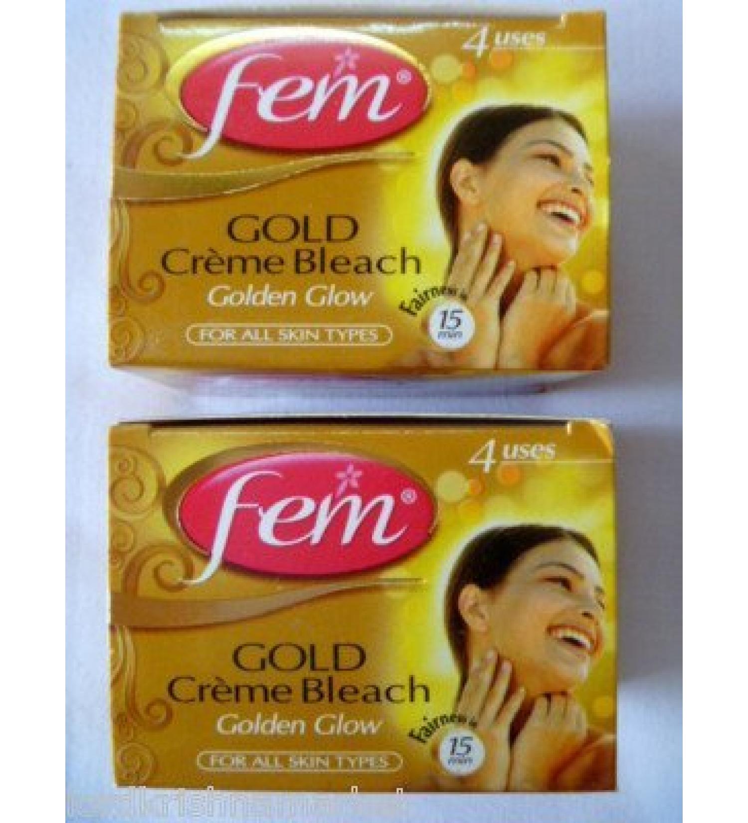 FEM Herbal Gold Cream Bleach Wt Real Gold Golden Glow Natural Fairness 26g X 2 by Fem