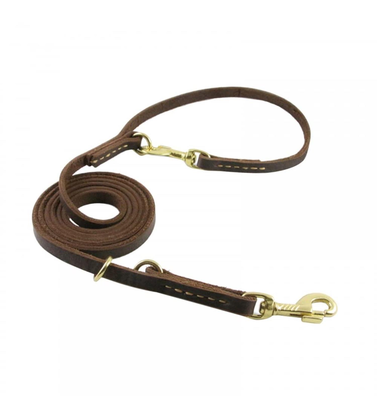 8ft Hands-Free Double-Ended Leather Dog Leash for Small Medium Large Dogs - Buy Online on GoSupps.com