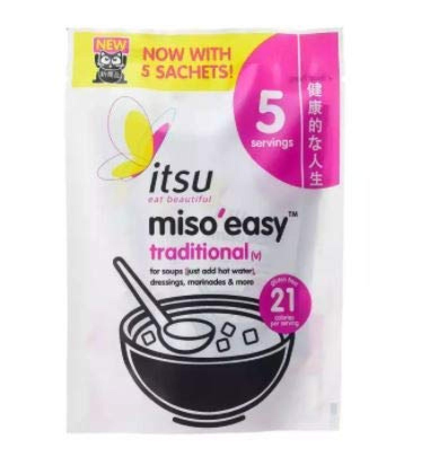 Itsu Miso'Easy Traditional Miso 105g (Pack of 5 x 21g) - Itsu's delicious miso paste is blended with herbs and spices to create delicious delicious miso - Buy Online on GoSupps.com
