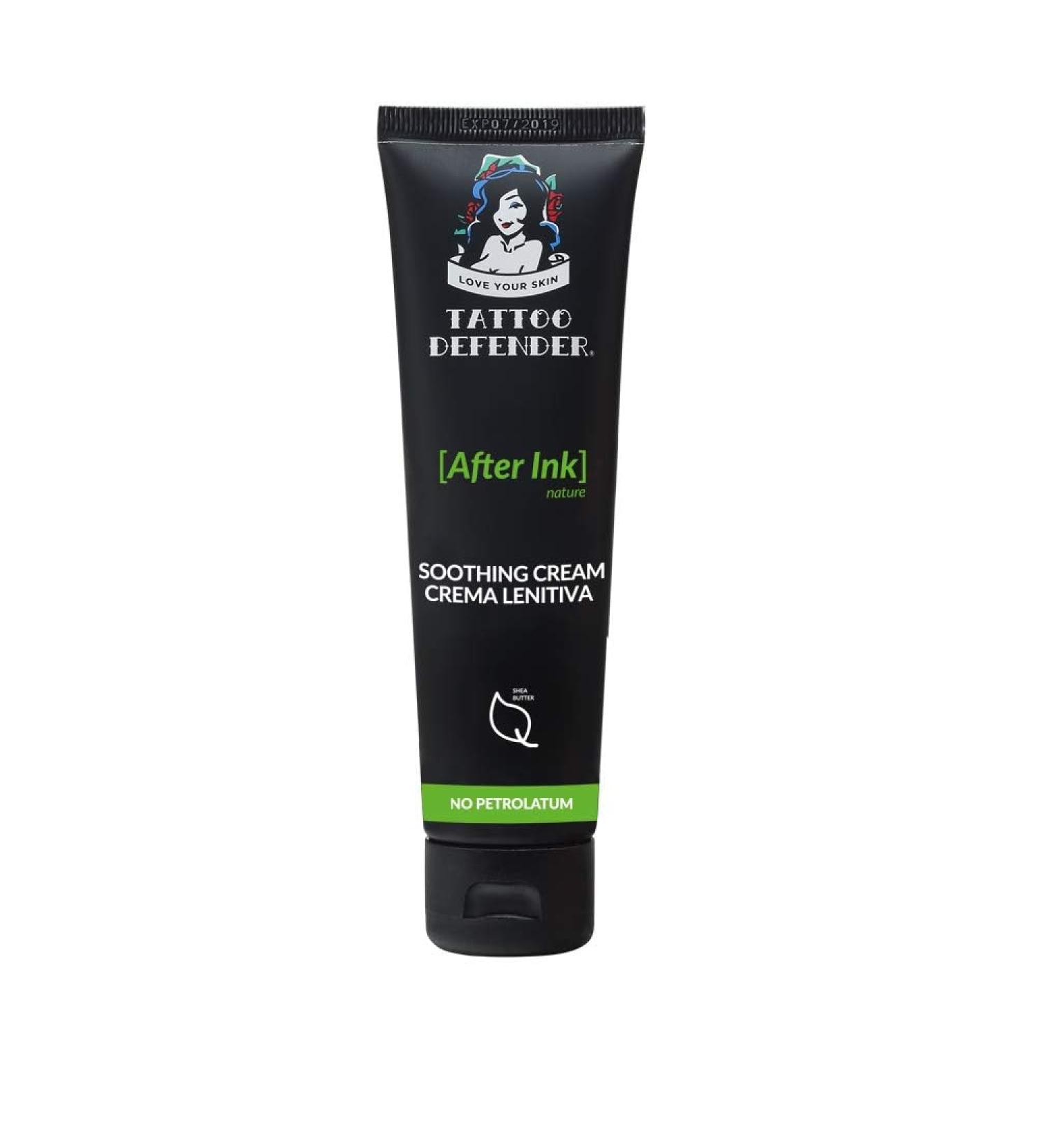 Tattoo Defender Tattoo Defender After Ink Nature 100 ml - Soothing and moisturizing cream for the care of new tattoos - with hyaluronic acid and shea butter petrolatum free dermatologically tested