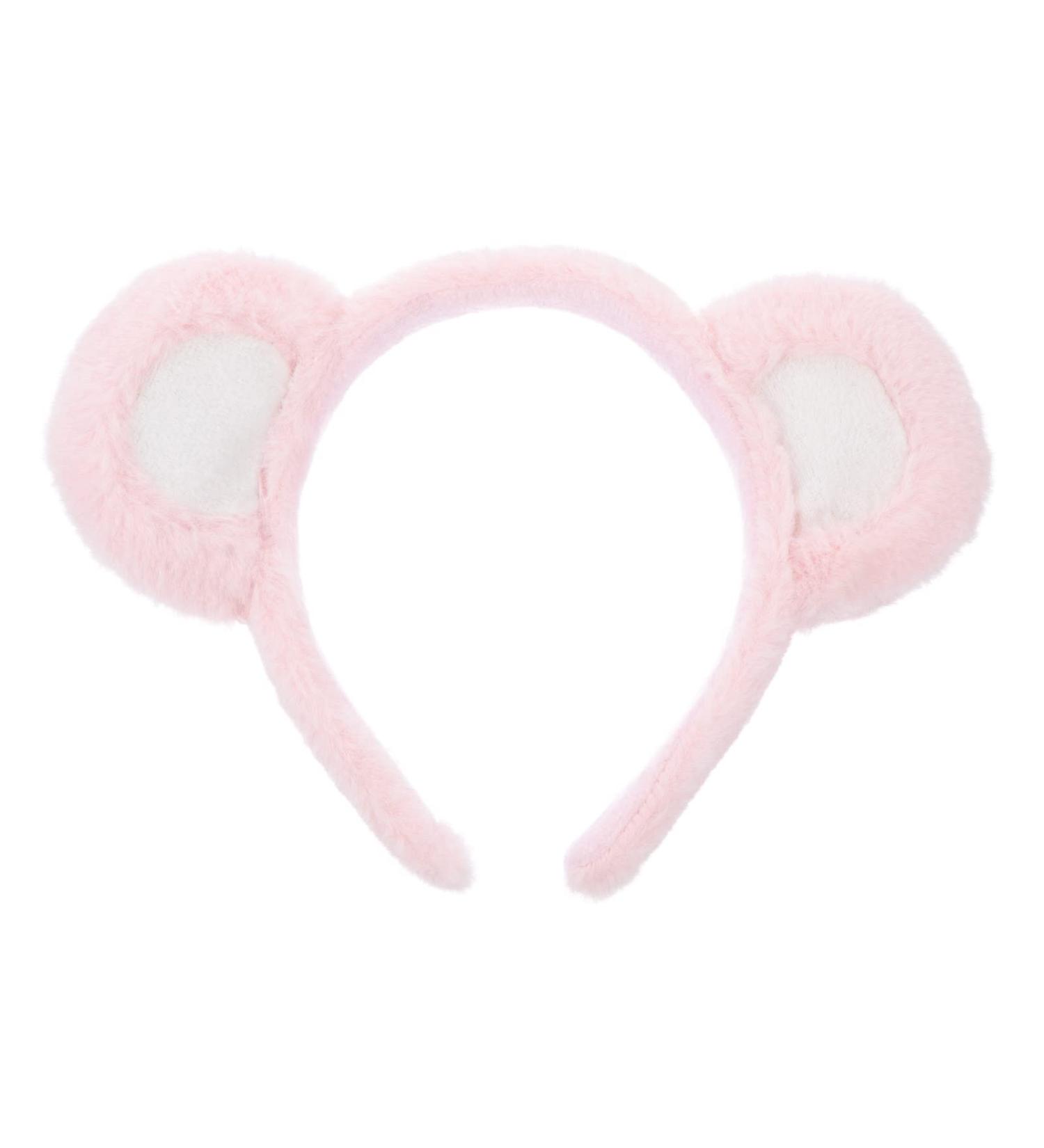 Lurrose Bear Ears Headband Fluffy Bear Ears Hairband Animal Ears Headwear for Makeup Washing Face Cosplay Party Pink White - Buy Online on GoSupps.com