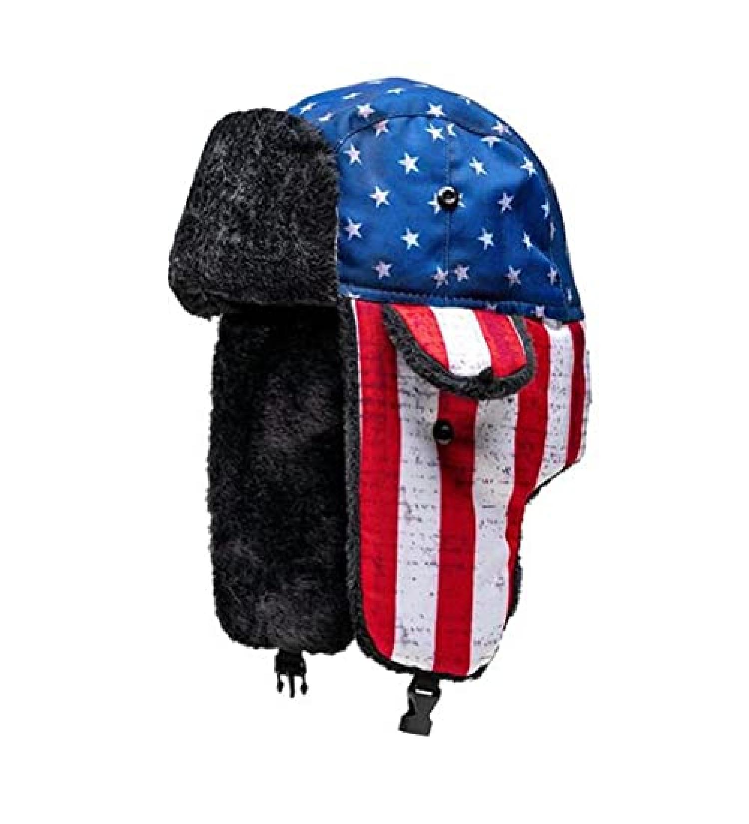 Company Trapper Hat - Unisex Ushanka Russian Bomber Hat with Ear Flap American Flag Design - Buy Online on GoSupps.com
