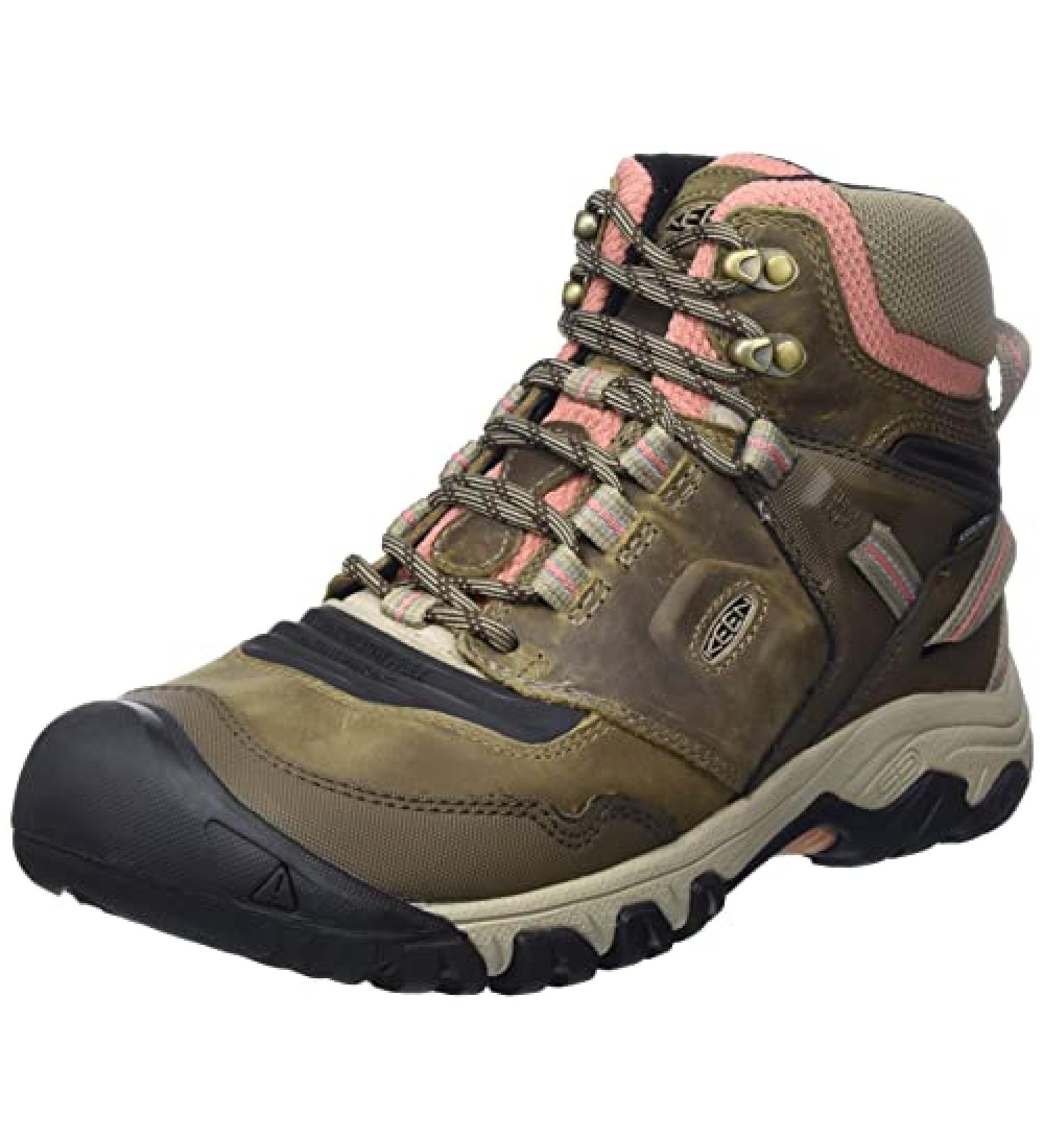 KEEN Women's Ridge Flex Mid Waterproof Hiking Boots 7.5 - Timberwolf/Brick Dust - Buy Online on GoSupps.com