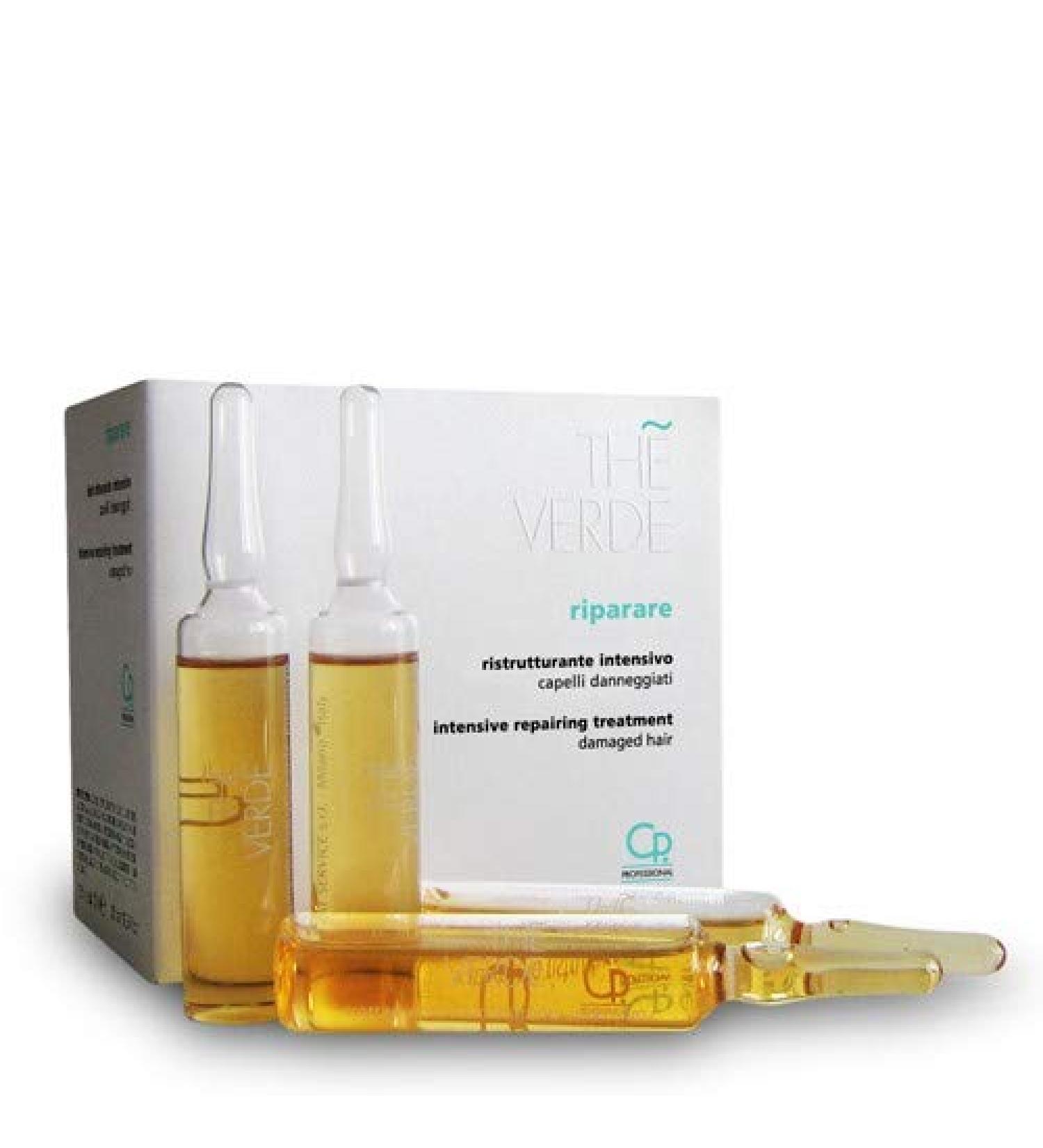 Th Verde - Intensive restructuring treatment for damaged hair in ampoules - repairs dry hair deeply and gives smoothness - 12 ampoules of 10ml