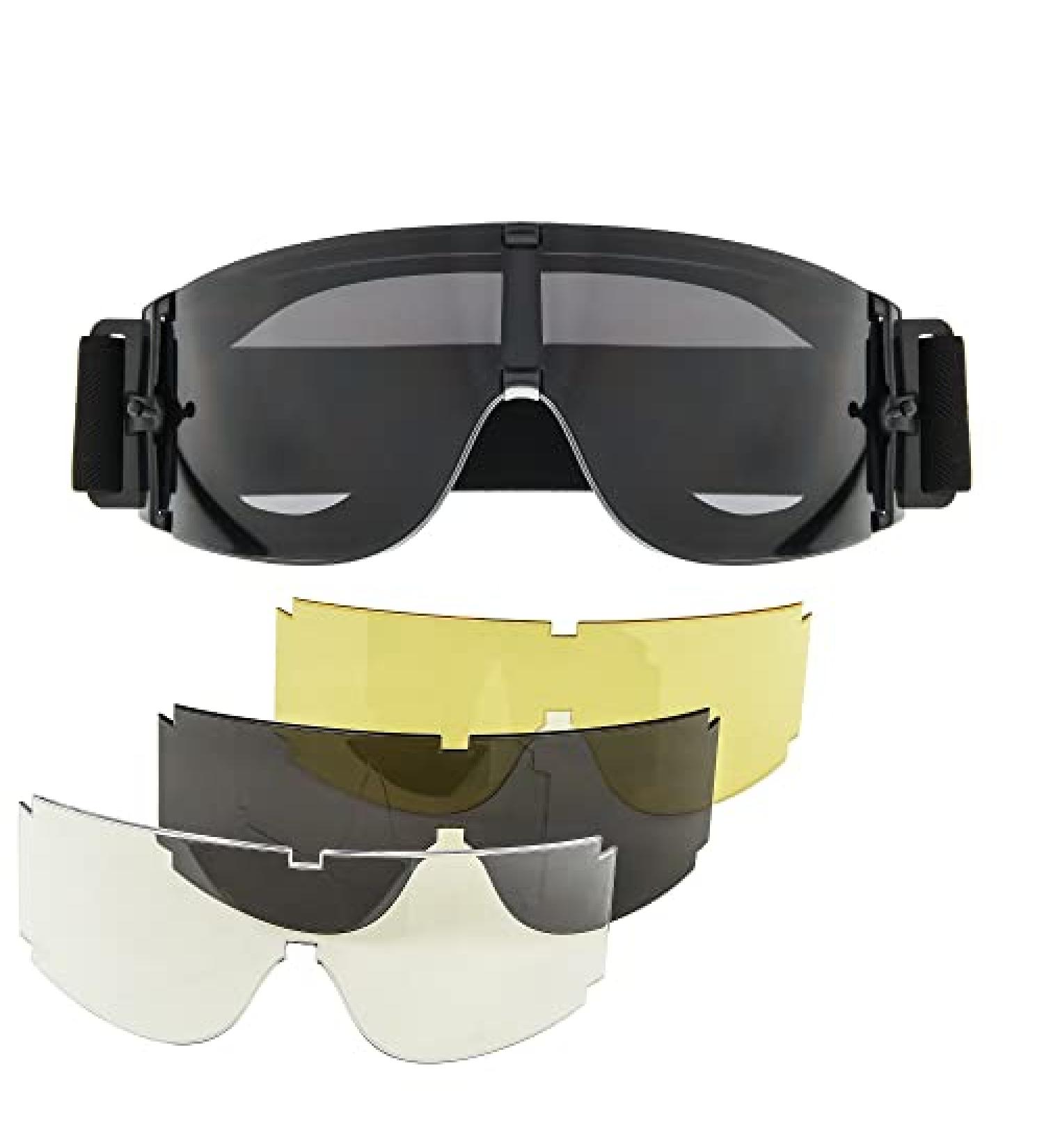 CROSSBODY Tactical Assault Goggles - 3 Interchangeable Anti-Fog Lenses for Army, Airsoft, Hunting & Shooting - Buy Online on GoSupps.com