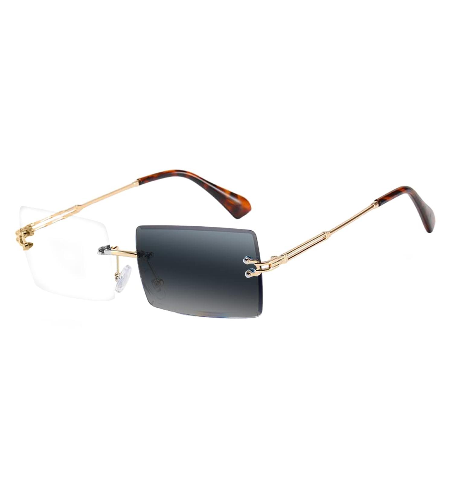 Buy Multifocal Progressive Rimless Rectangle Glasses - UV400 Varifocal Photochromic Gold 2.5x | International Shipping Available - Buy Online on GoSupps.com