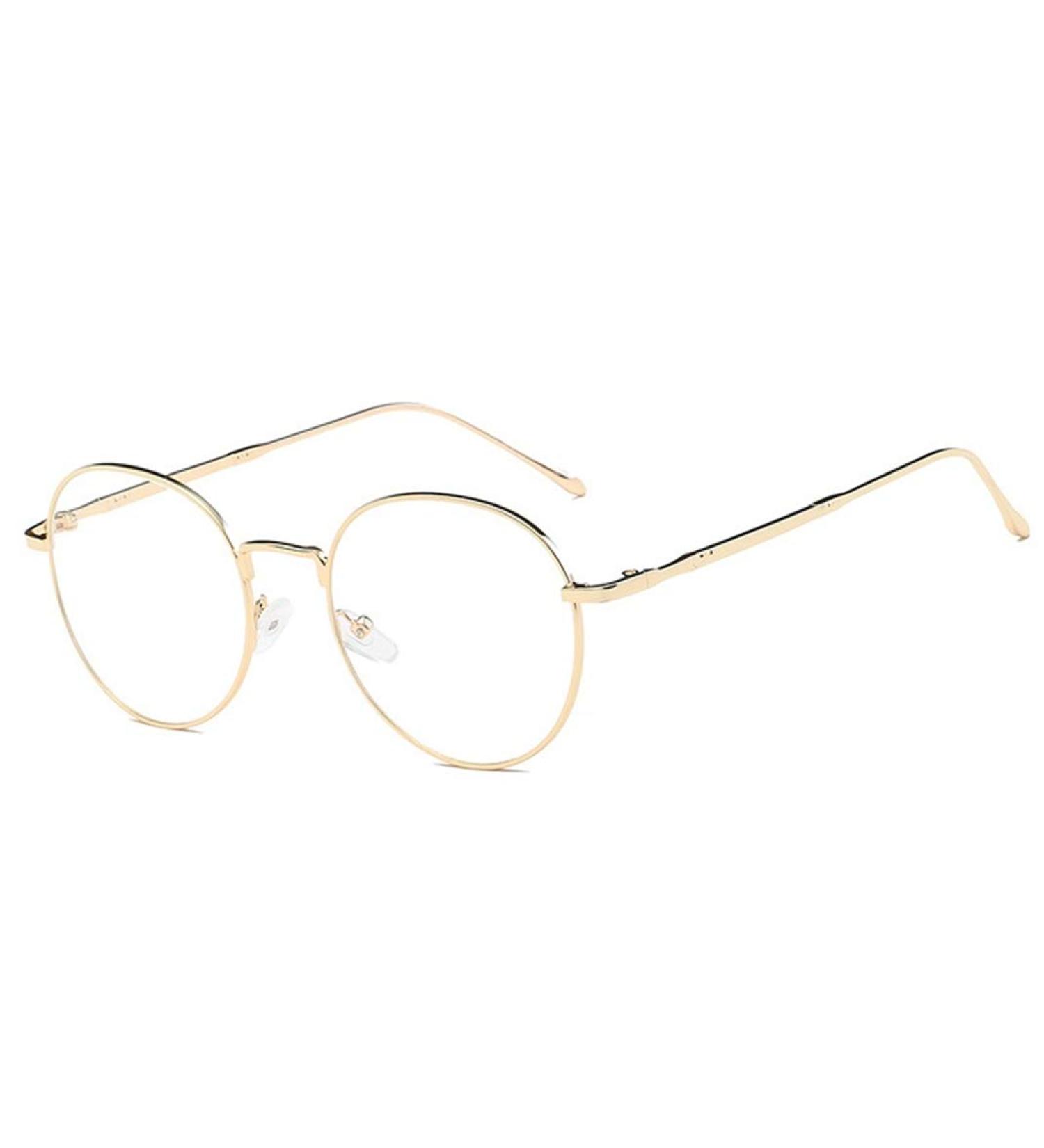 Buy Classic Round Metal Frame Retro Glasses - Flat Mirror Decorative Glasses with Clear Lenses - International Shipping - Buy Online on GoSupps.com