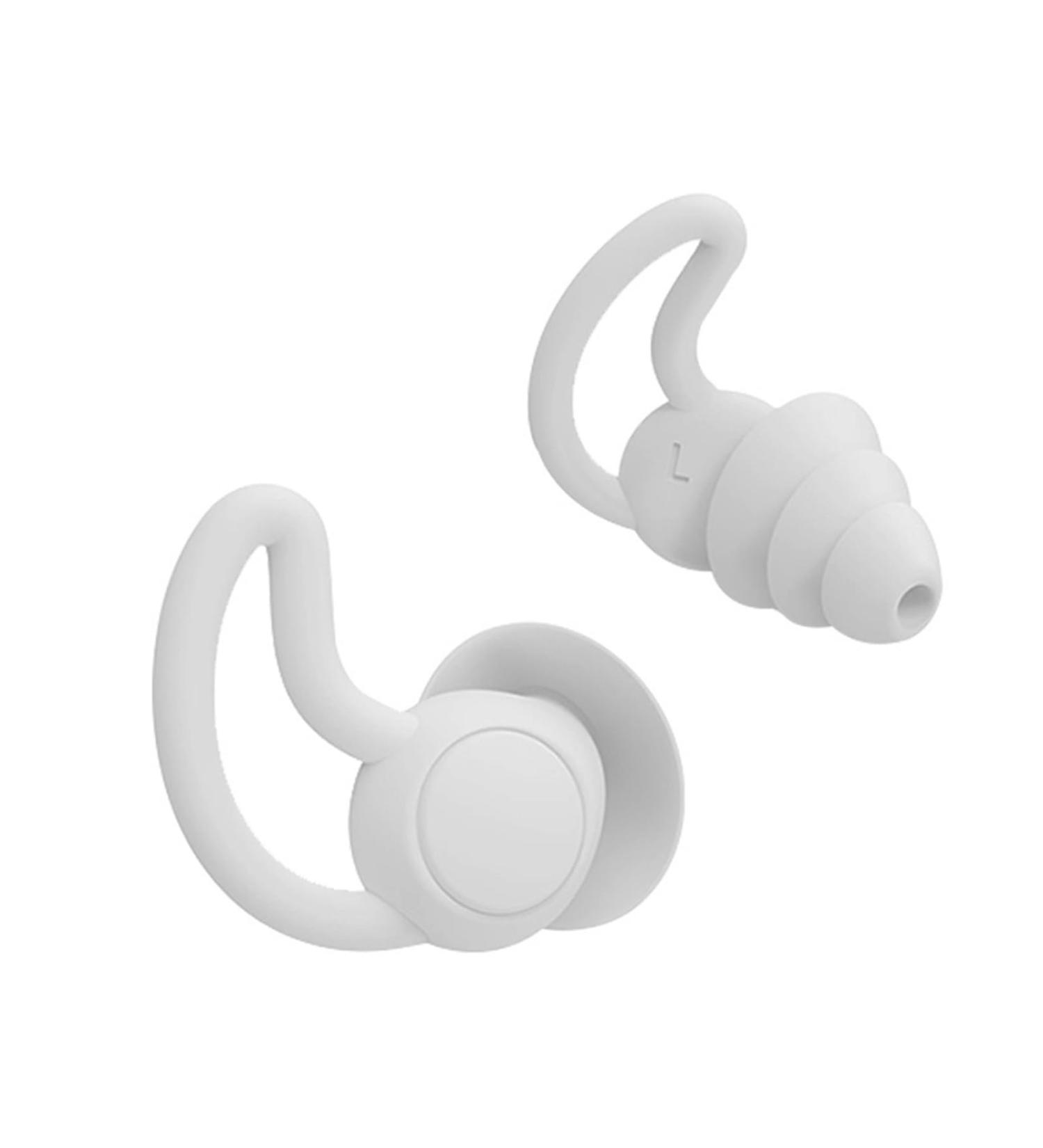 1 Pair Silicone Earplugs Noise Reduction Earplugs Washable Hearing Protection(White)