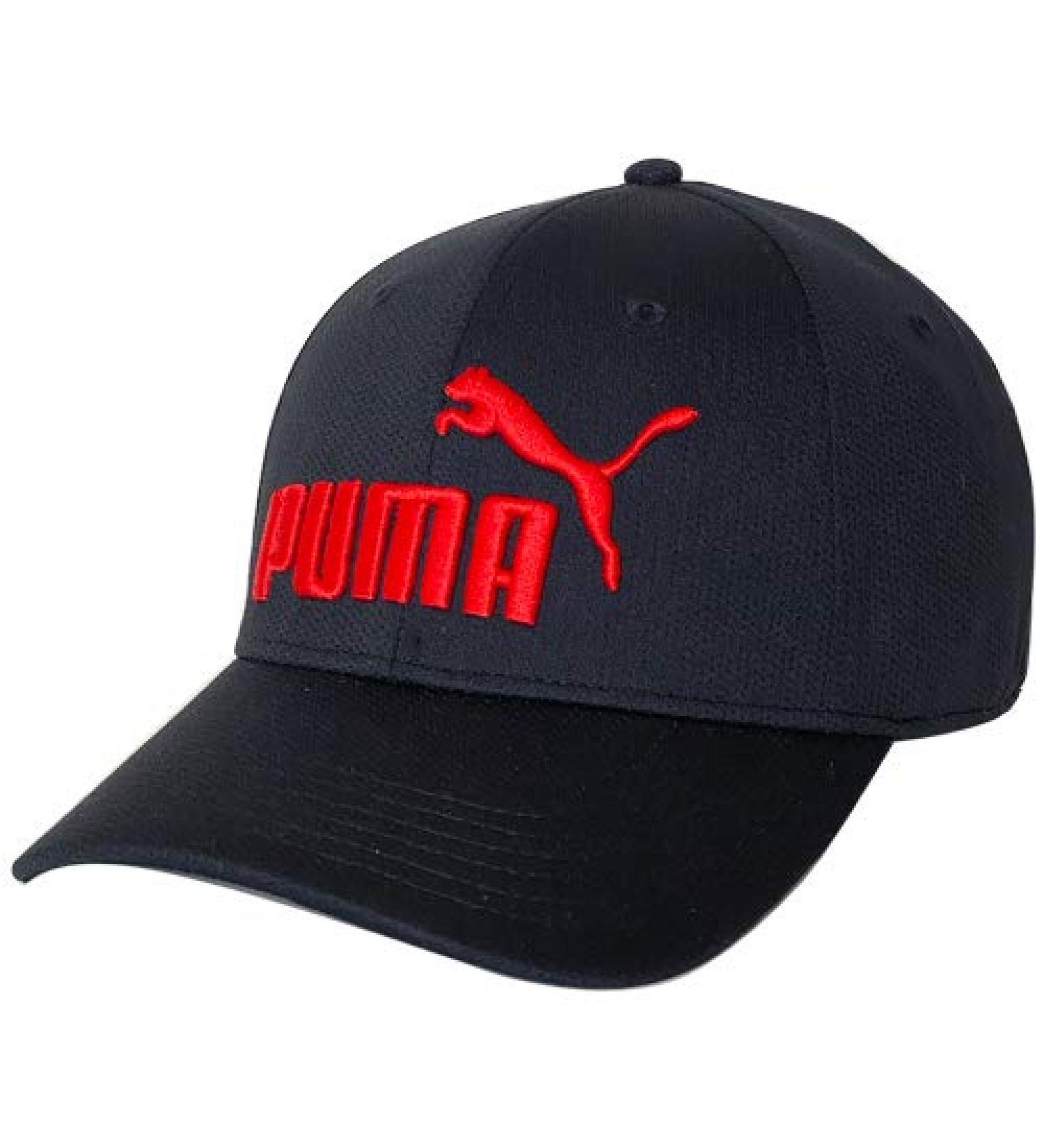 PUMA Men's Evercat Luke Stretch Fit Cap Small-Medium Black/Fiery Red