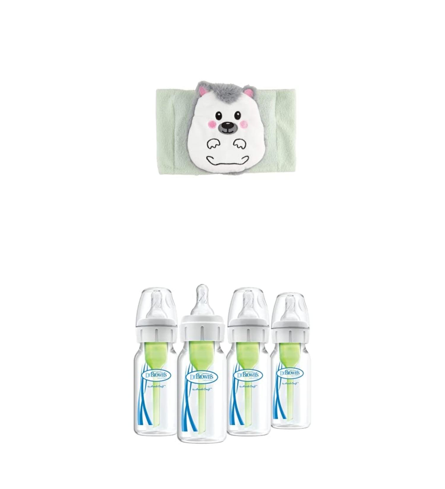 Dr. Brown’s Anti-Colic Options+ Narrow Baby Bottles, 4oz 4-Pack and Infant Gripebelt for Natural Colic Gas and Upset Stomach Relief in Babies and Toddlers, 0-3m, Hedgehog Anti-Colic Baby Bottle, 4oz & Hedgehog, Infant 0-3m