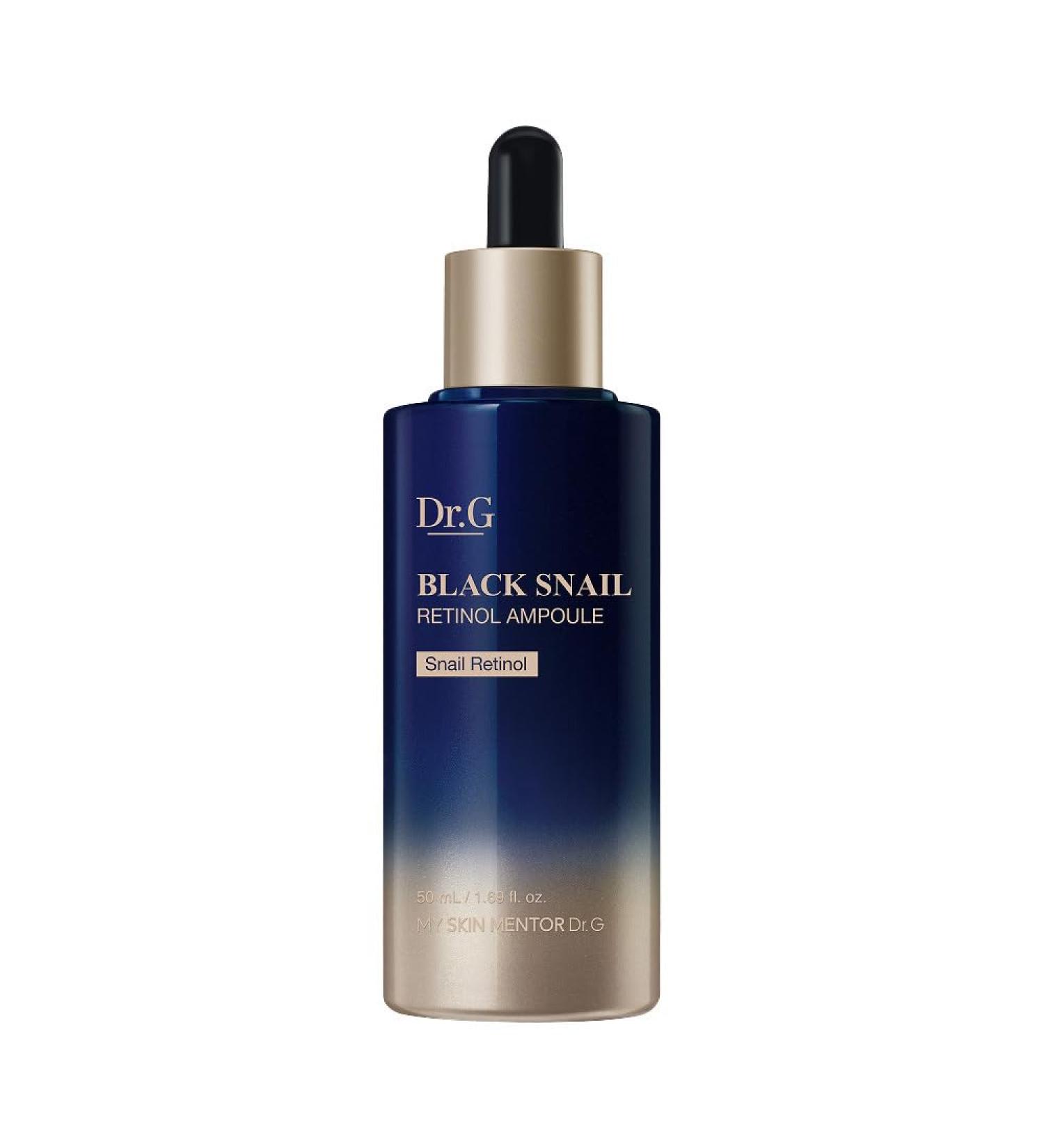 Dr. G Black Snail Retinol Ampoule - Korean Skincare with Snail Mucin - Advanced Retinol Face Ampoule for Glowing Skin - Anti Aging - Pore Minimizer for Fine Lines & Even Skin Tone Support - 1.69 fl oz - Buy Online on GoSupps.com