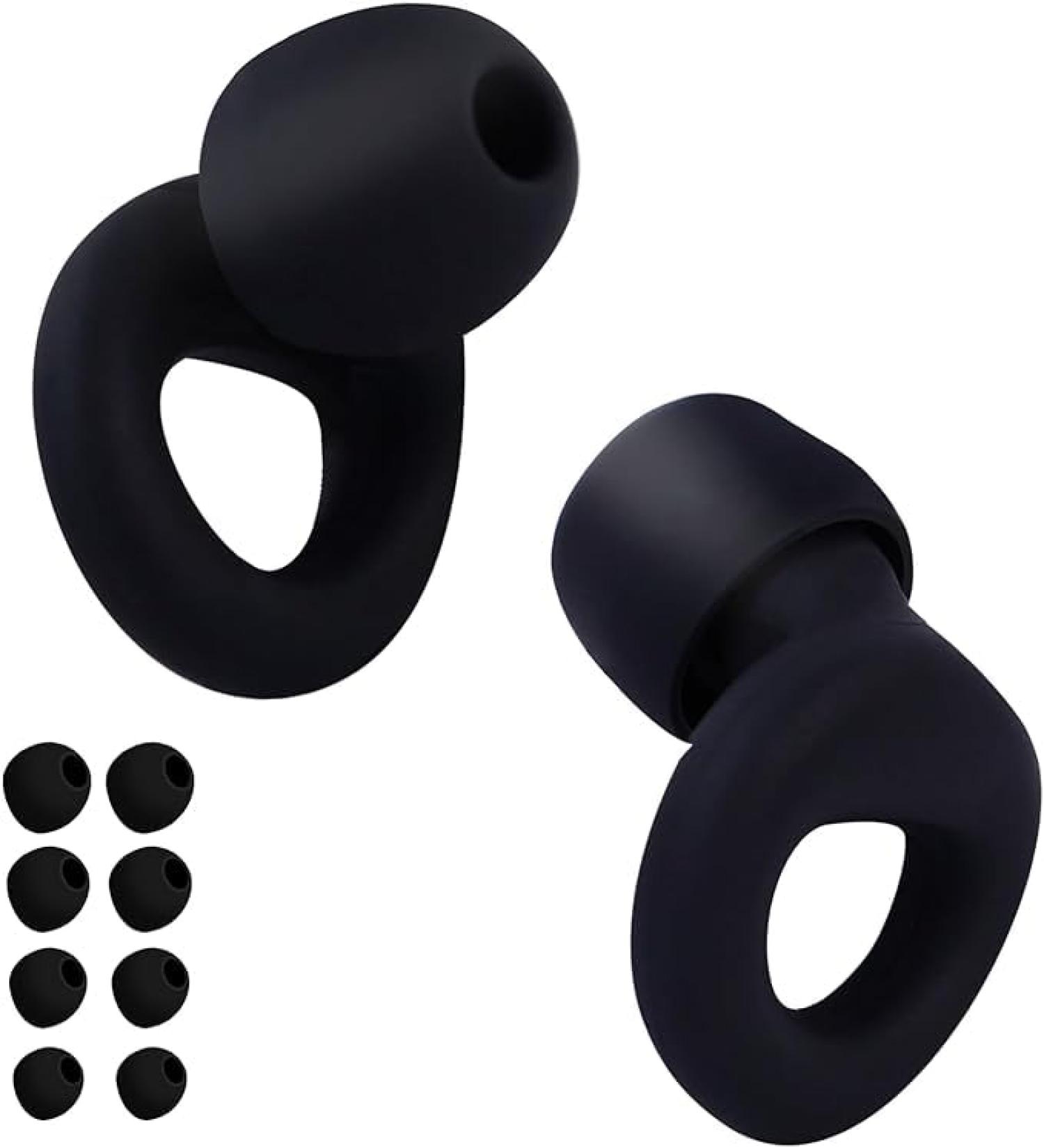 Fleximind Stylish Earplugs Set | Custom Fit Noise Cancelling Protection | Multiple Sizes & Keychain Holder | Ideal for Travel (Black - Buy Online on GoSupps.com