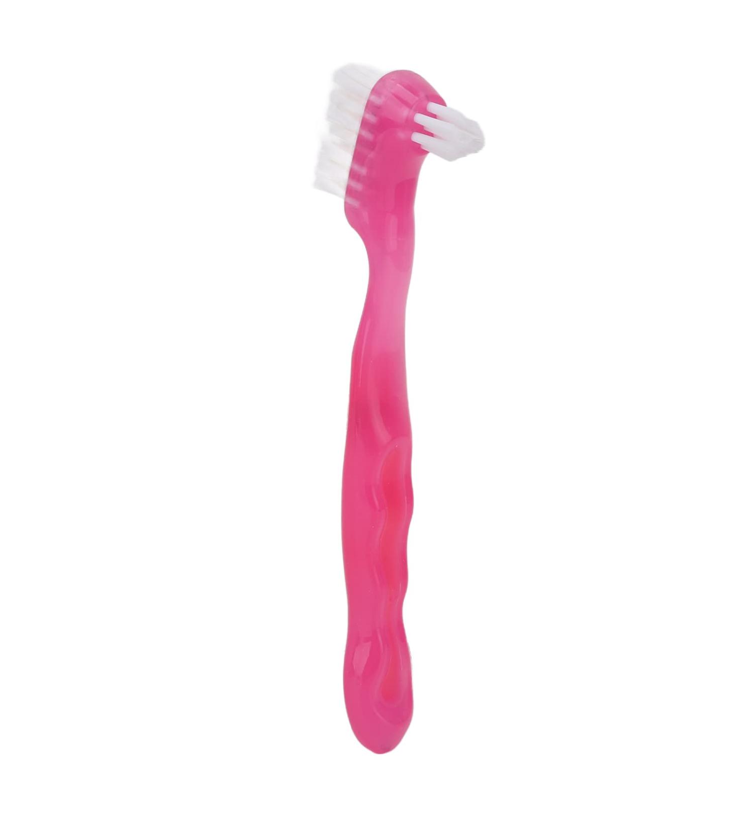 Shop Ergonomic Double-Sided Denture Brush for Home & Travel Safe & Stylish (Pink) - International Shipping Available - Buy Online on GoSupps.com
