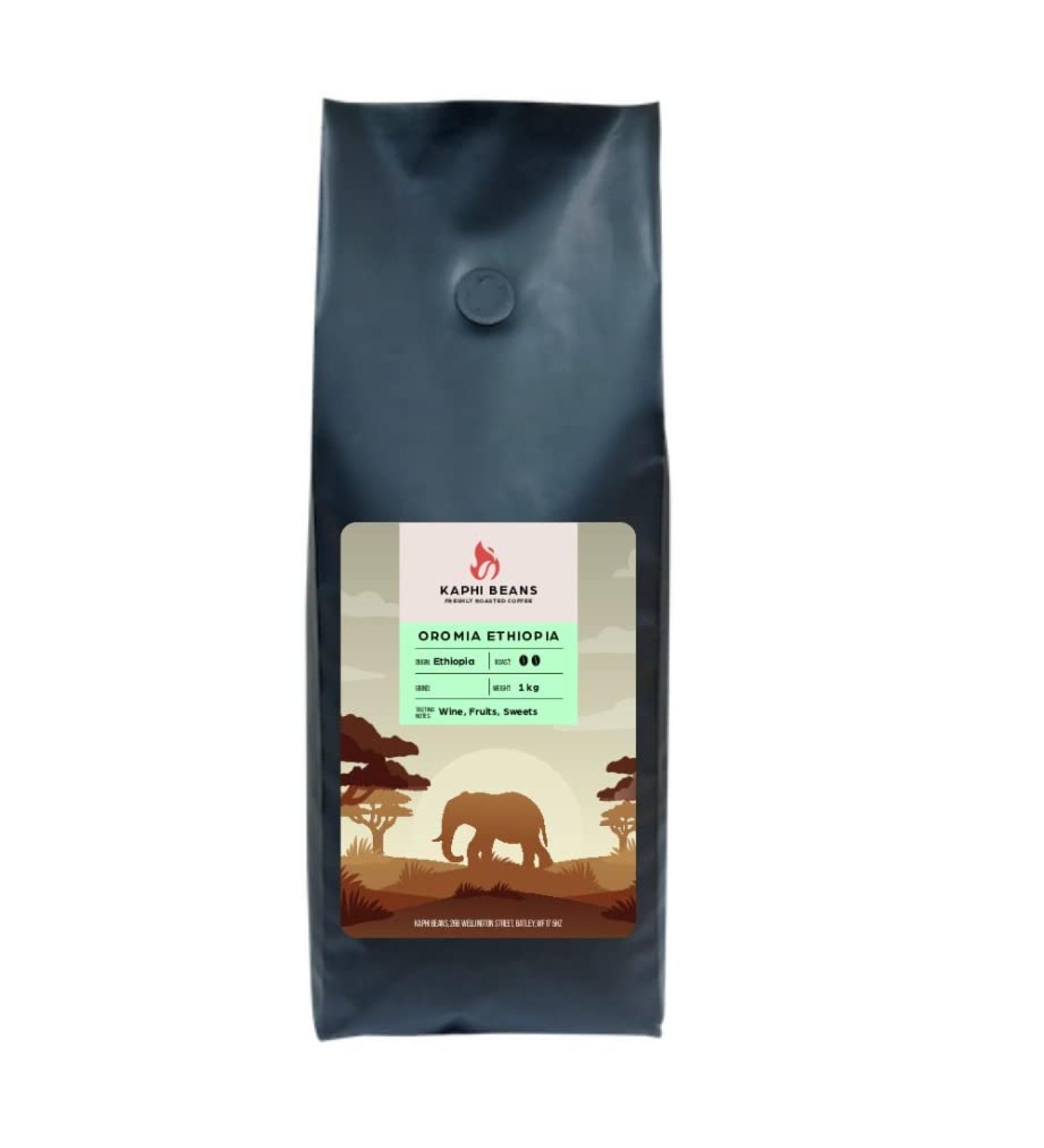Kaphi Beans Roasted Coffee - Oromia Ethiopia - Medium Roast - 100% Arabica Beans - Freshly Roasted Whole Beans (Pack of 1kg) - Buy Online on GoSupps.com