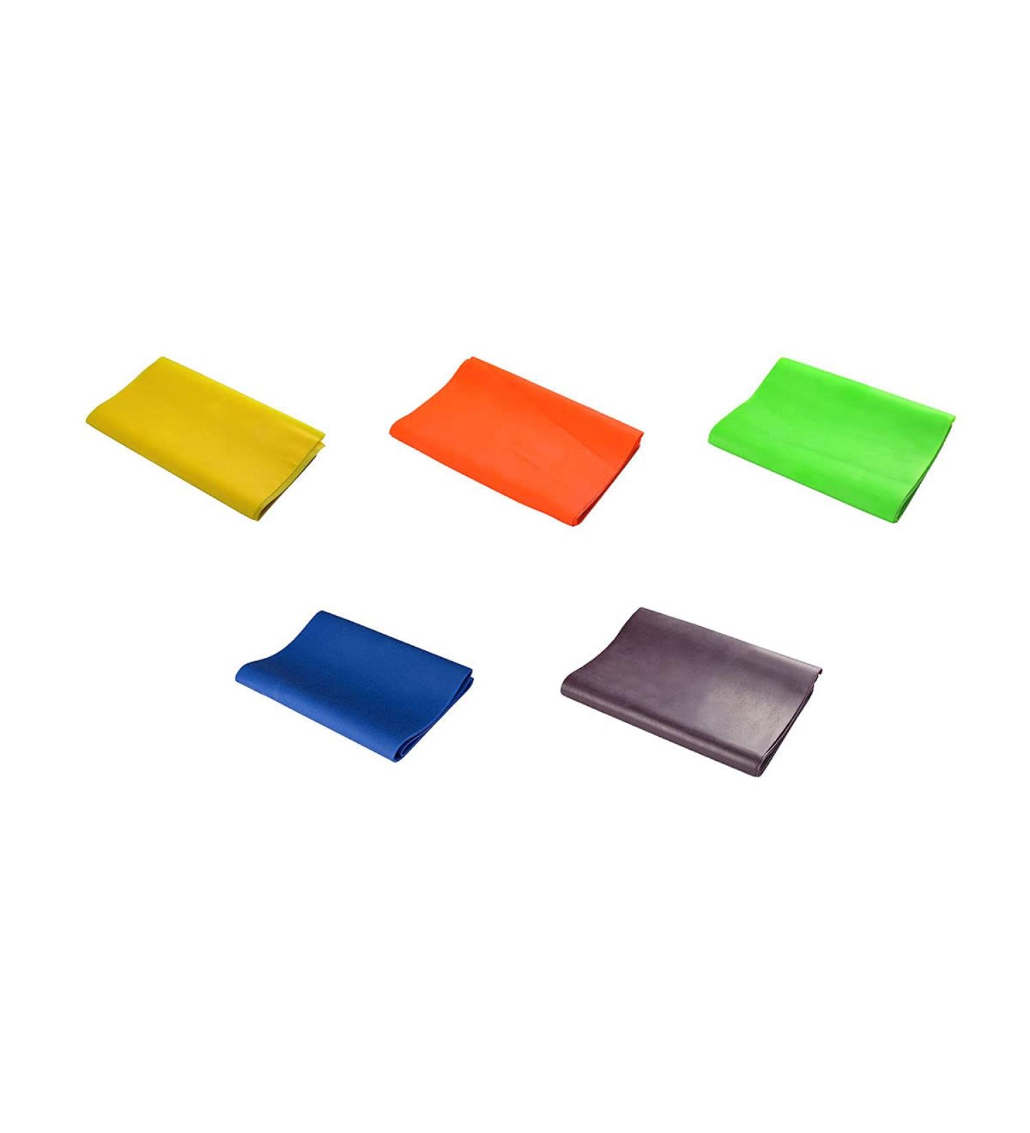 Val-u-Band Resistance Bands Pre-Cut Strips 5' 5-Piece Set 1 Each of Peach Orange Lime Blueberry Plum Latex-Free