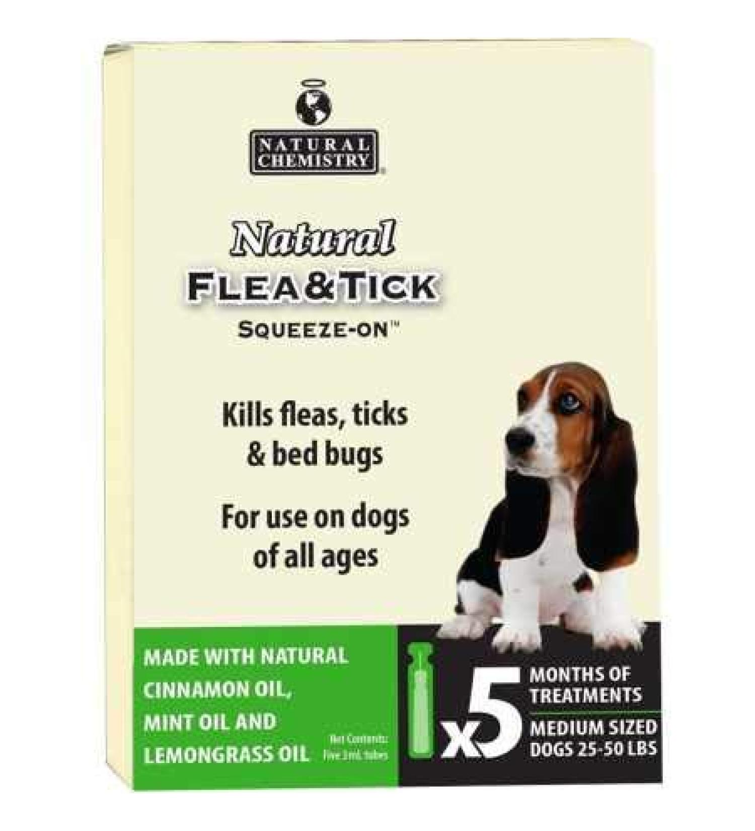 NAVTU Natural Chemistry 11261 Flea & Tick Squeeze On for Medium Dogs, 25-50 lb