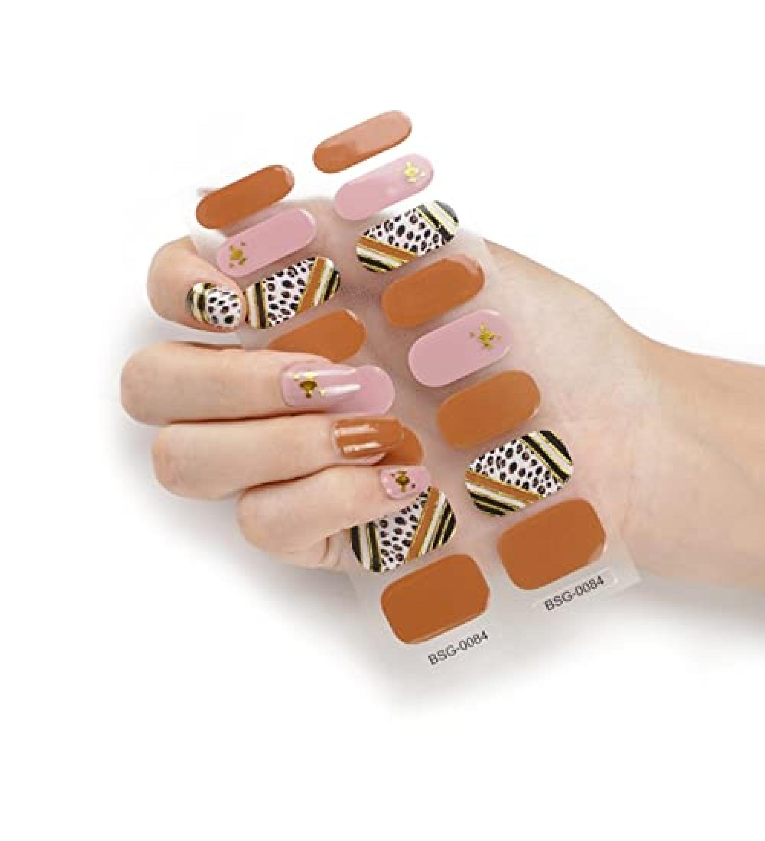 Semi-cured Gel Nail Sticker UV/LED Lamp Required Gel Nail Polish Wrap Fashion Design Gel Nail Art Stickers for Women Winter Autumn 0084 - Buy Online on GoSupps.com