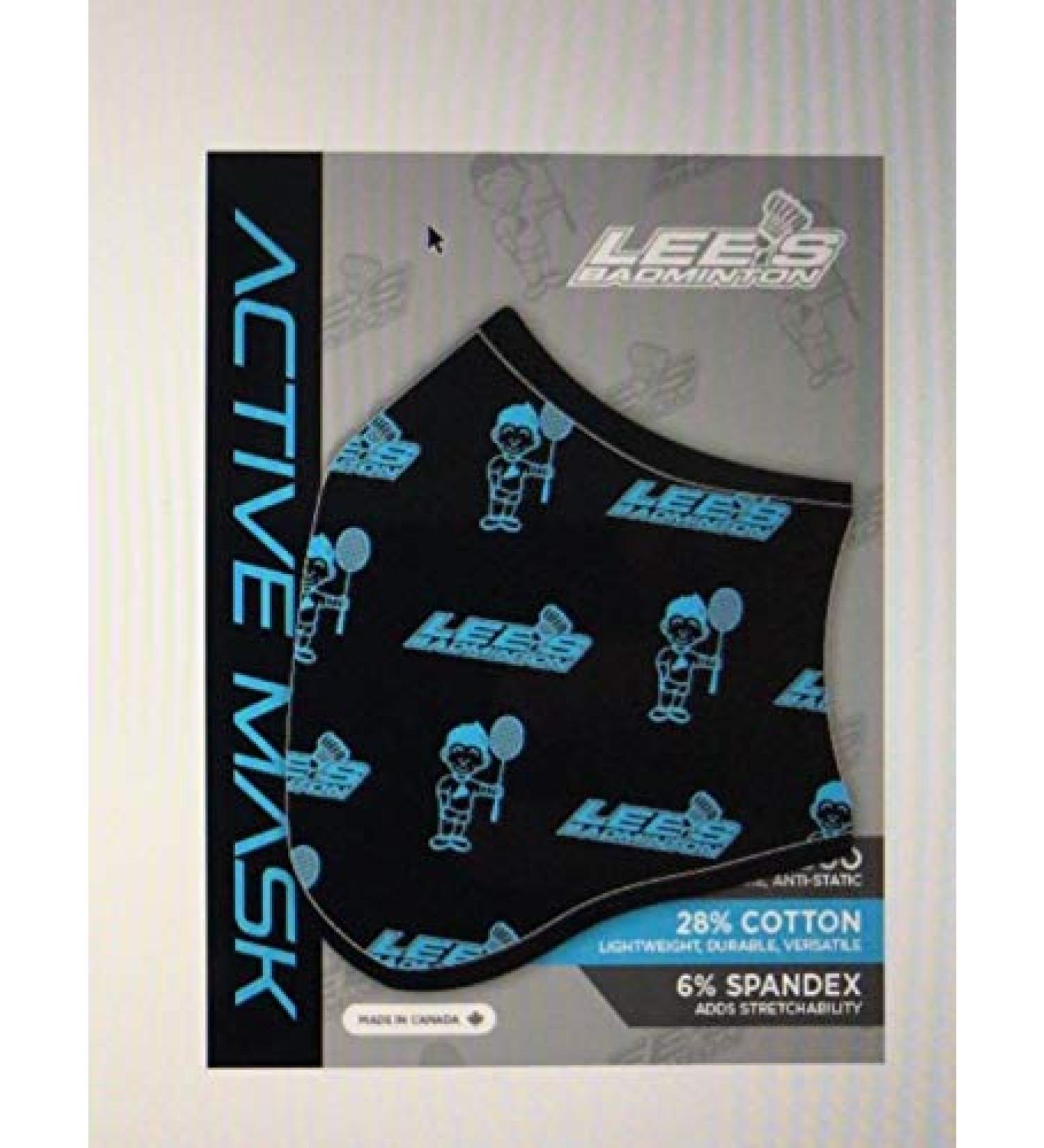Lee's Active Face Mask Black with Ice blue Lee's Logo Medium - Buy Online on GoSupps.com