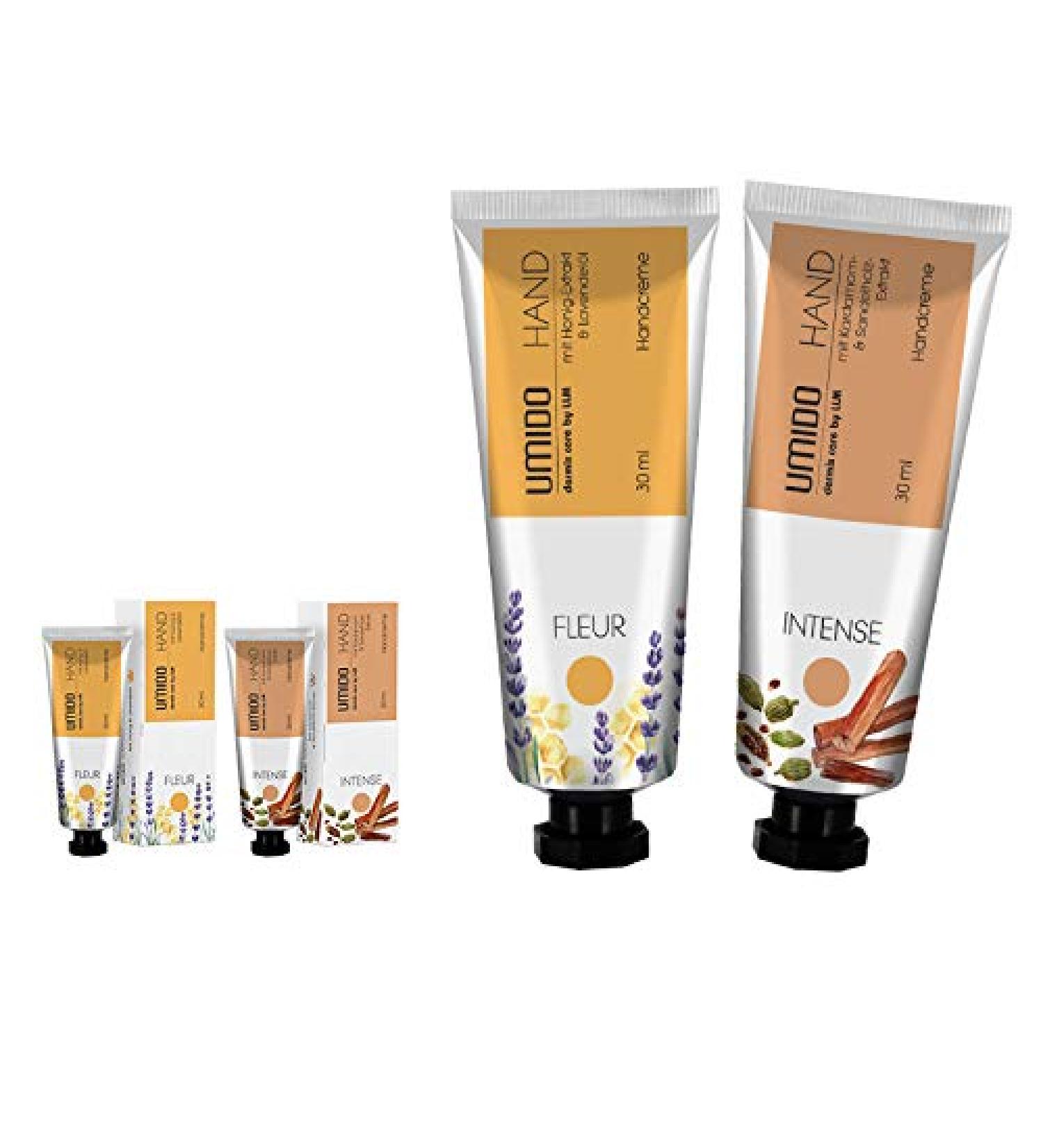 Umido 2 pieces set hand cream set 30 ml |1x honey extract & lavender oil |1x cardamom extract & sandalwood extract |Without Parabens |Cream |Care cream |Hand lotion |Hand cream mini