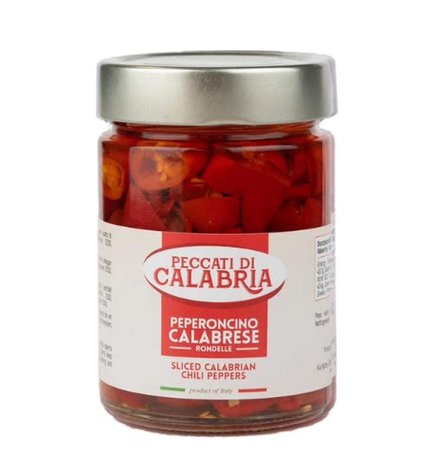 Sliced Chilli Peppers 280g | Calabrian Pickled Chillies for Hot sauce | Peccati di Calabria | Preserved in sunflower oil | Artisan Italian - Buy Online on GoSupps.com