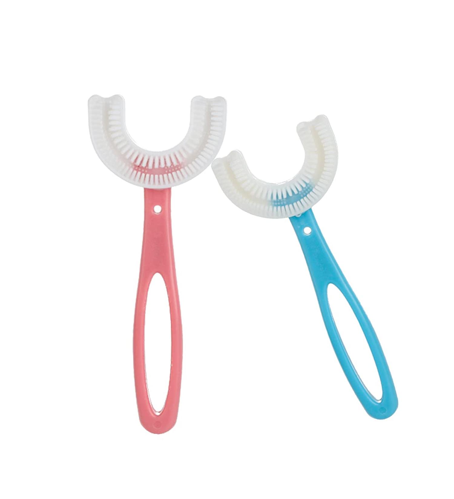 SATIS Silicone U-shaped Manual Toothbrushes for Kids 6-12 Years - 2PCS Training Toothbrushes - Buy Online on GoSupps.com