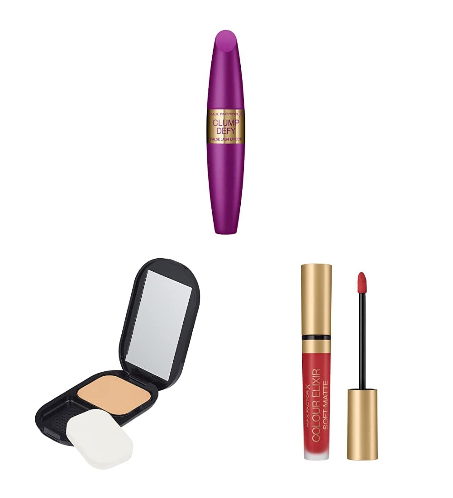 Max False Lash Effect Clump Defy Mascara + Facefinity Compact Make-up Natural + Color Elixir Soft Matte 030 Crushed Ruby - Shop Internationally for Premium Beauty Products - Buy Online on GoSupps.com