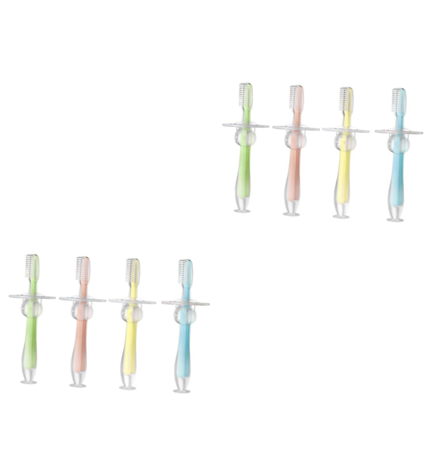 Buy Minkissy 8-Piece Bristle Toothbrush Set - Silicone Bite Ring & Suction Training Brushes for Kids | International Shipping - Buy Online on GoSupps.com