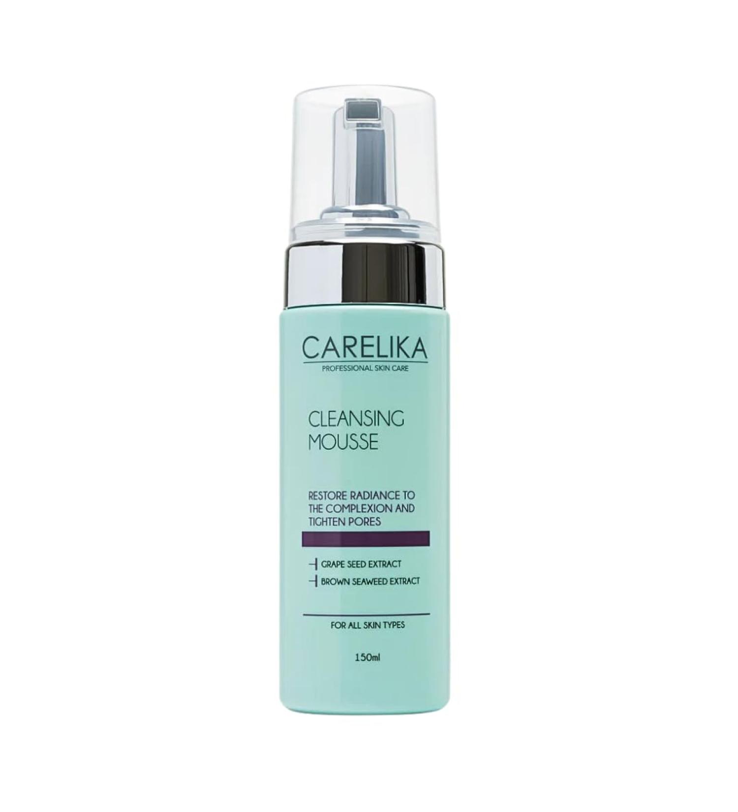 CARELIKA Cleansing Mousse with Grape Seed Extract Foaming Face Wash for Pore Tightening & Deep Cleansing Refreshing Skincare 150ml - Buy Online on GoSupps.com