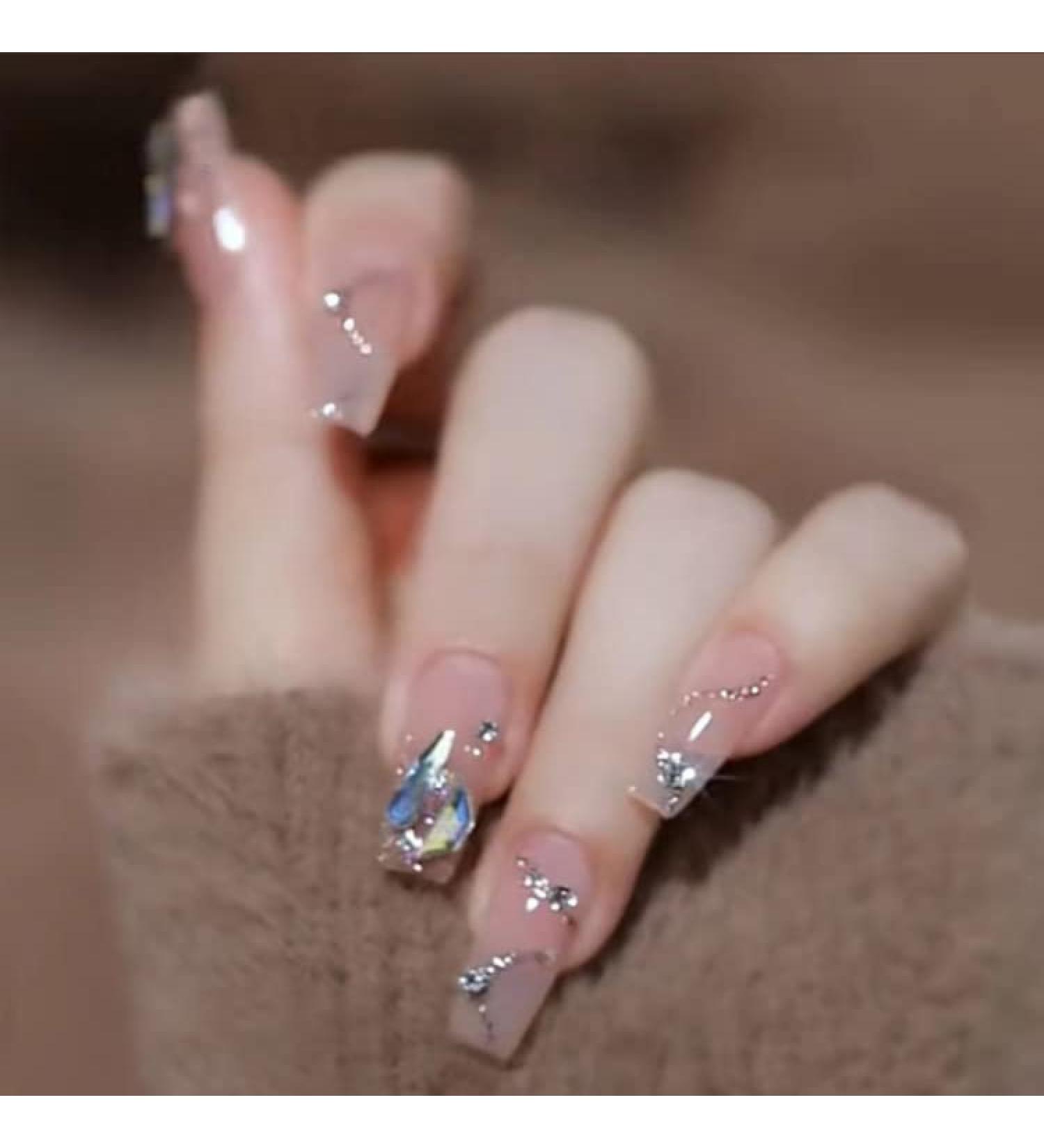 WOOXDYUK Nail Art Set - 24 Medium French Tip Press-On Nails with Jelly Glue Nail Rub Alcohol Pack & Remover | Perfect for Stunning Nail Designs - Buy Online on GoSupps.com