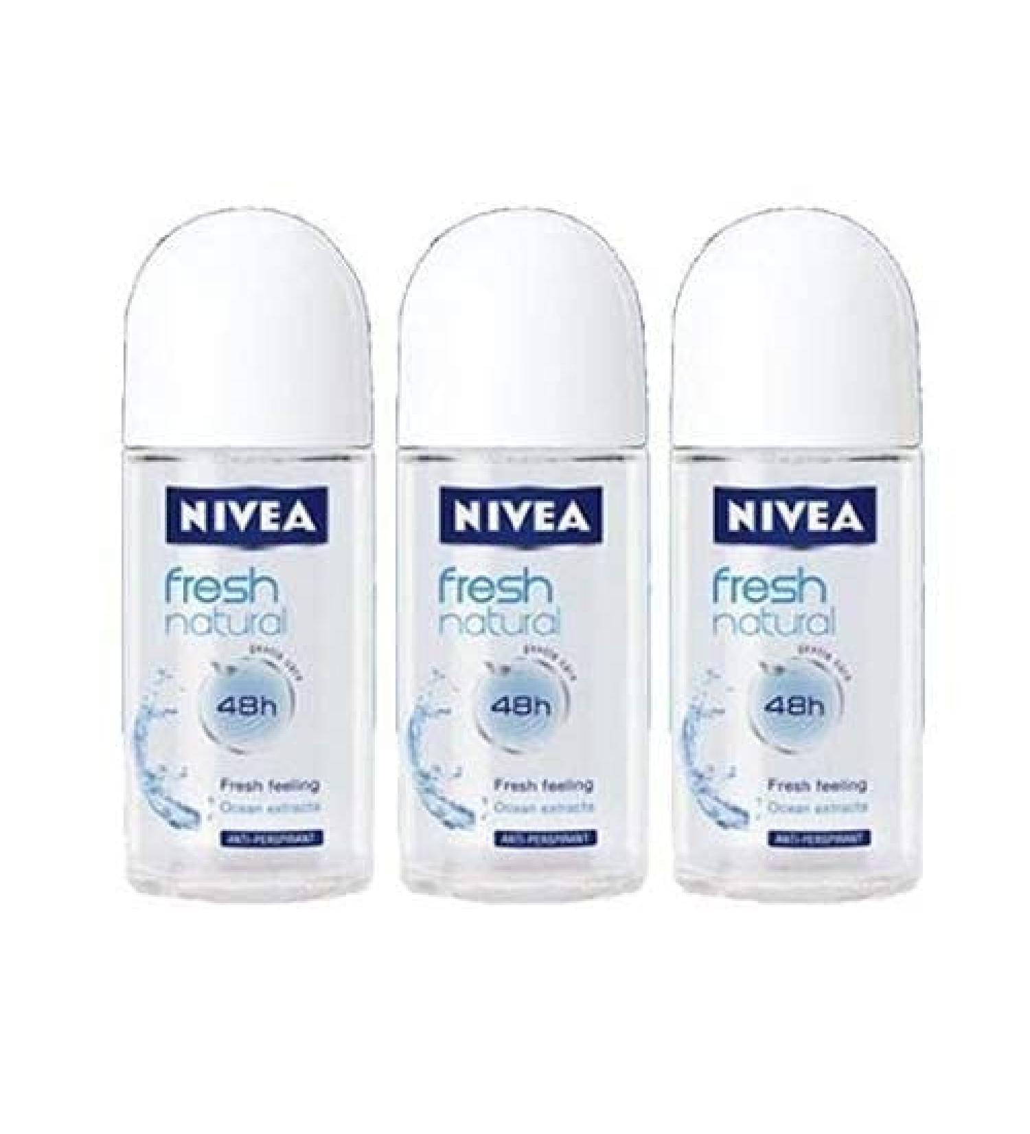 Nivea Fresh Natural 48 Hours Deodorant Roll on 50 Ml. 3 Pack l