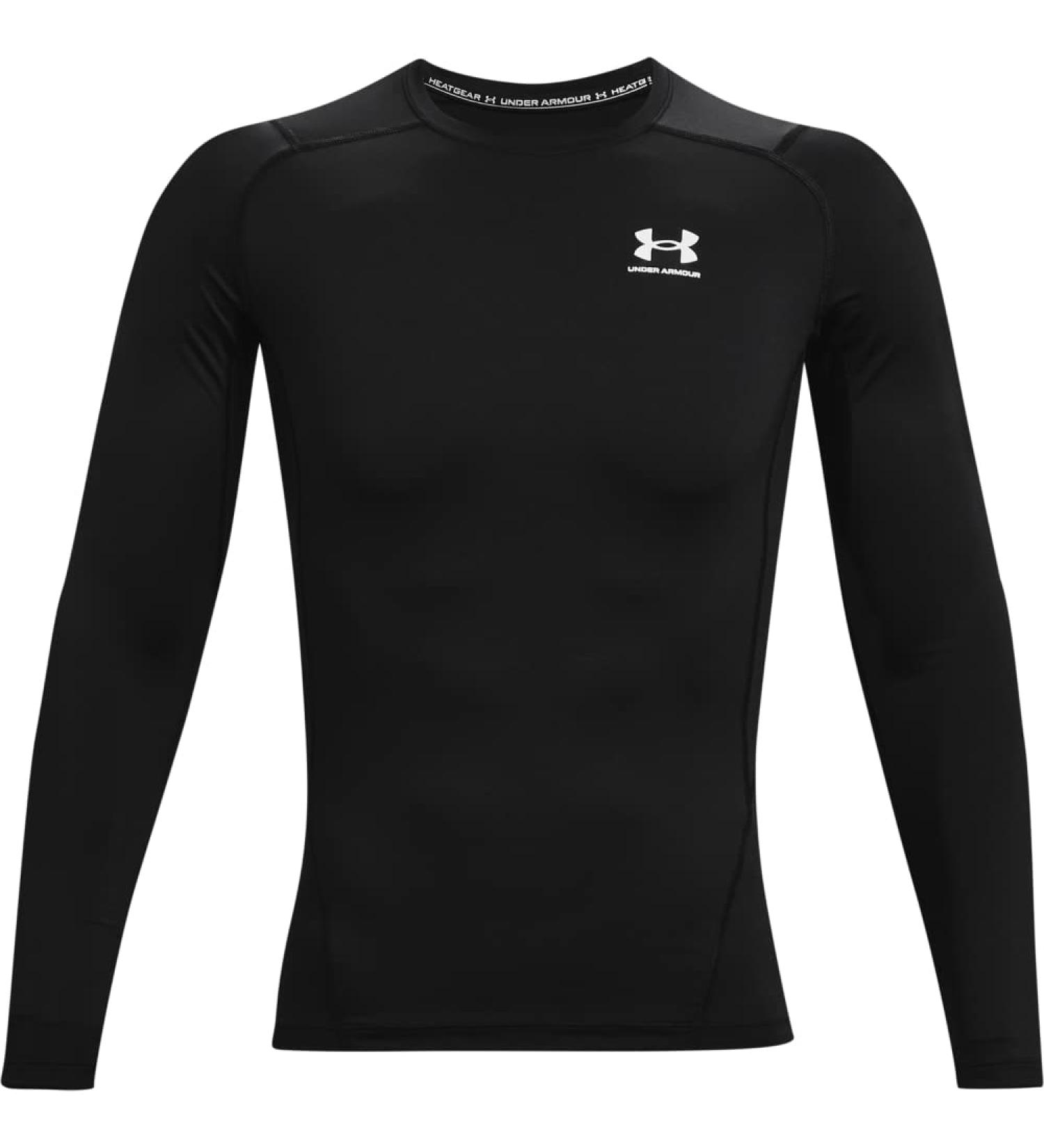 Under Armour Men's HeatGear Compression Long-Sleeve T-Shirt Black/Steel - Size Medium - Buy Online on GoSupps.com