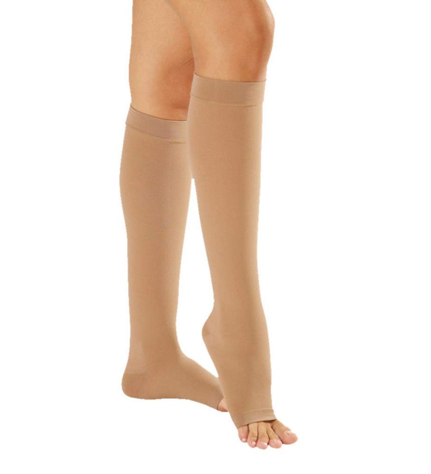 Compression Stockings Class I 17-22 mmHg Knee High Open Toe Graduated Compression XLarge Beige