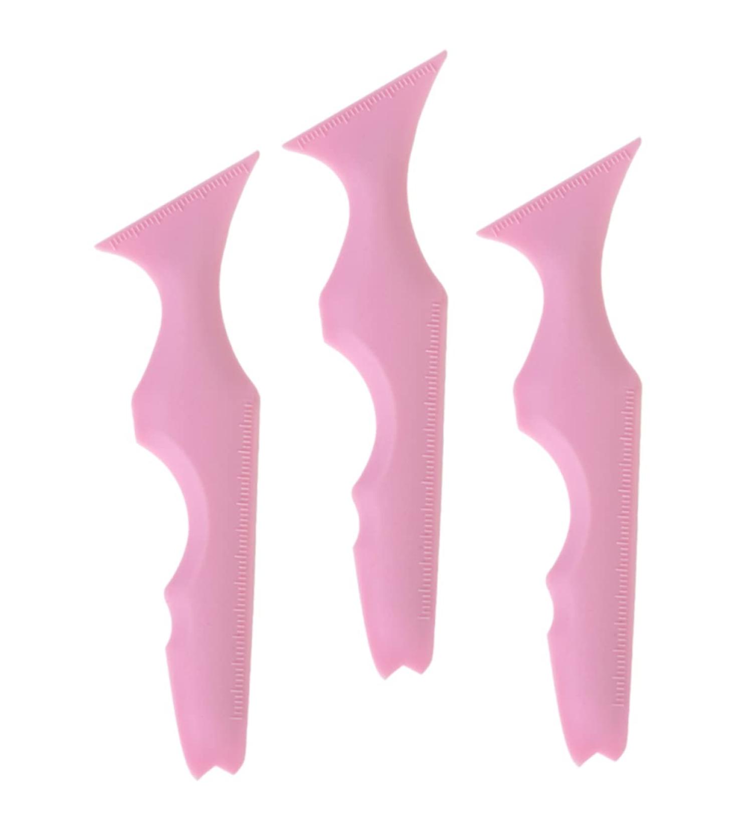 Mikinona 3pcs Silicone Beauty Ruler Eyeliner Pencil Eyeshadow Stencils Aid Makeup Guide Stencils Puzzle Bevel 15X4.15CM Pink-2 - Buy Online on GoSupps.com
