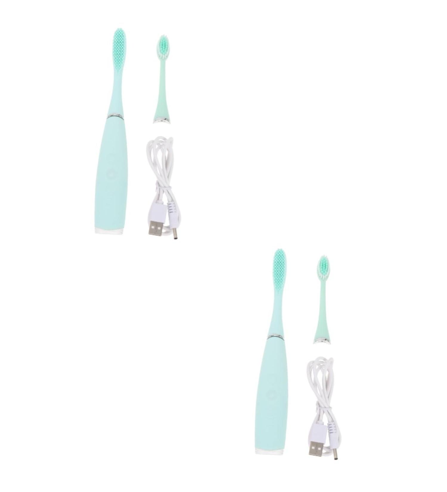 Partykindom 2-Pack Wireless Electric Toothbrush for Adults - Silicone Rechargeable Smart Toothbrush - Perfect Household Gift - Buy Online on GoSupps.com
