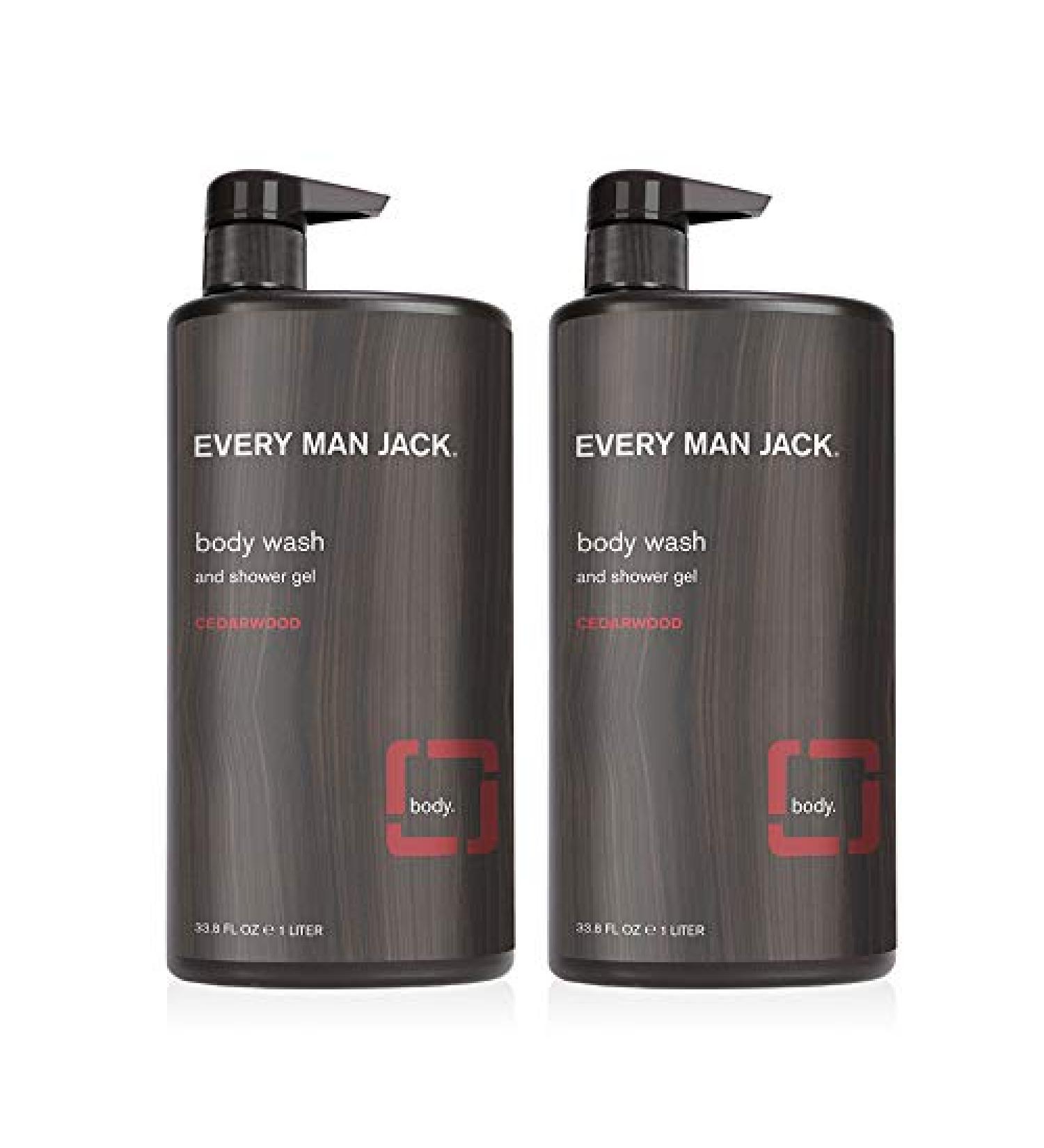 Every Man Jack Men's Body Wash Twin Pack - 33 oz x 2 | Cedarwood Scent | Paraben & Phthalate Free | Dye-Free | Cruelty-Free Certified - Buy Online on GoSupps.com