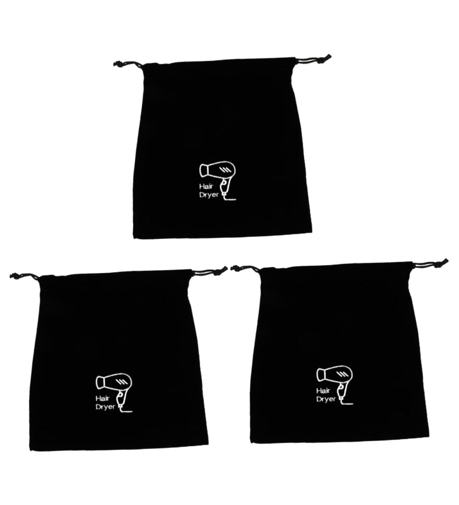 PLAFOPE 3 Pcs Hair Dryer Storage Bag Makeup Bag for Purse Hairdryer Bag Purse Organizer Bags Black Flannel - Buy Online on GoSupps.com