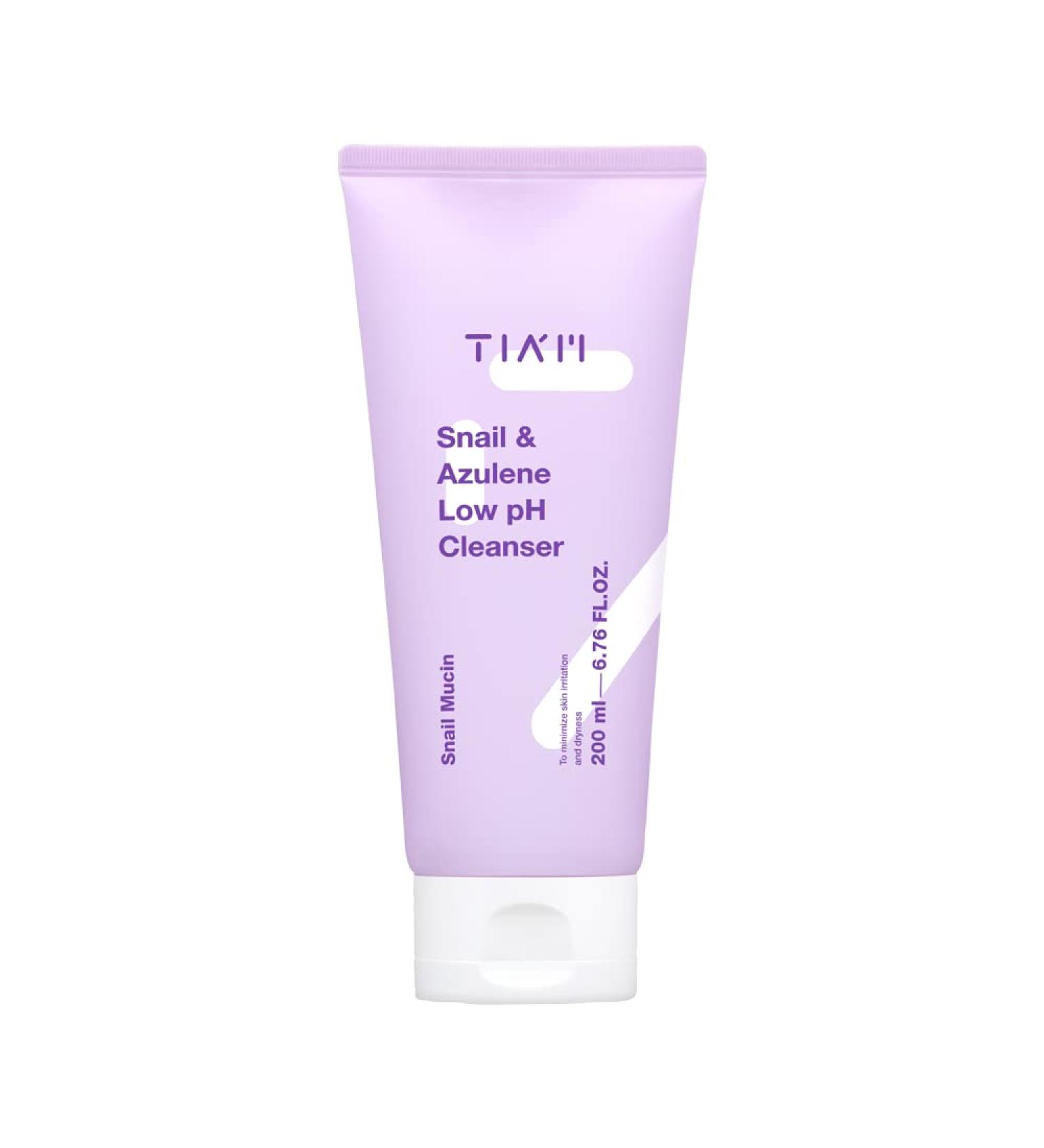TIAM Snail & Azulene Low pH Cleanser- Foaming Face Wash & Gentle Cleanser | Balancing & Hydrating Cleanser Enriched w/Snail Mucin Essence | Snail Skincare Face Cleanser for Dry Skin (6.76 fl oz)