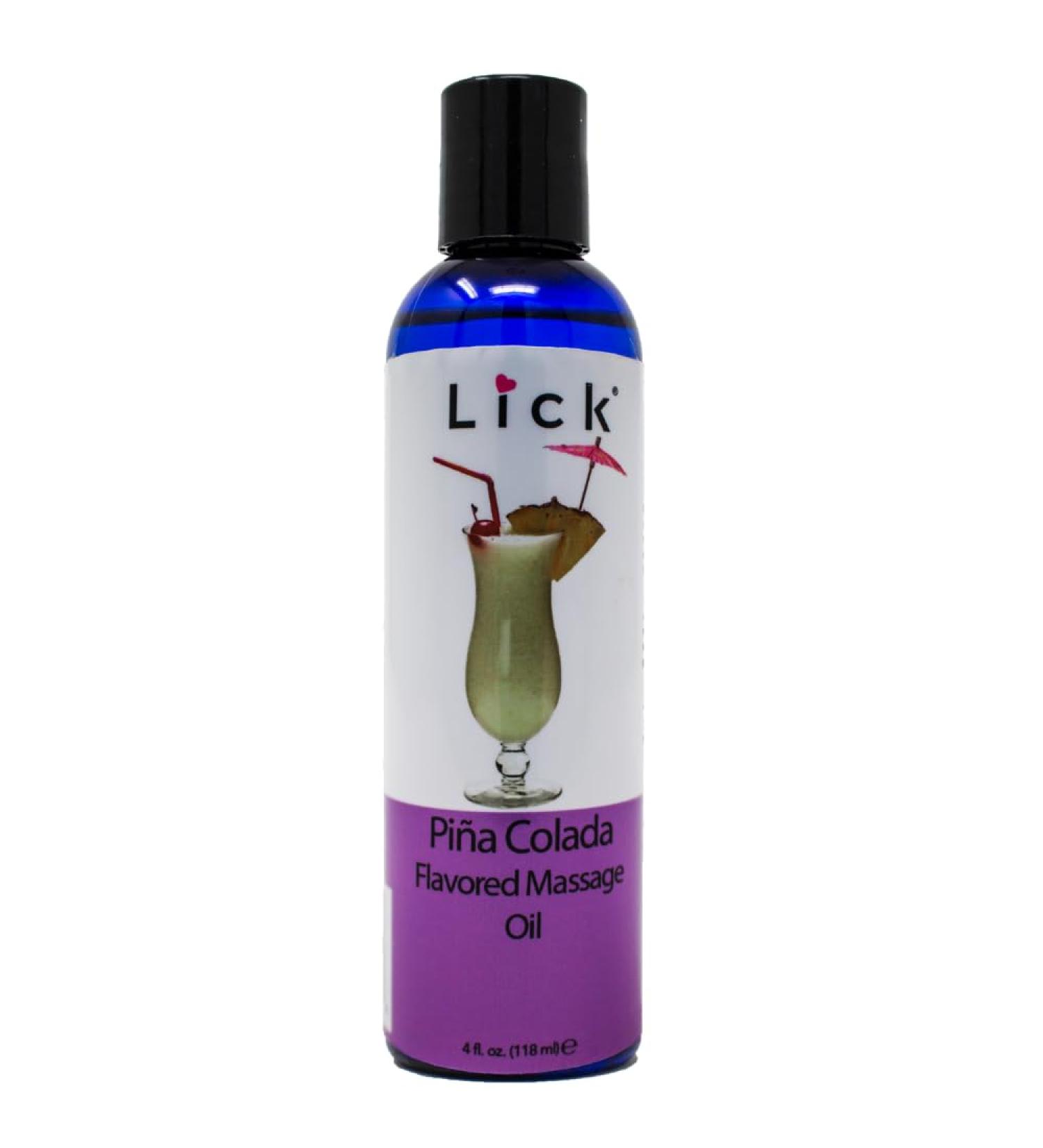 Lick Pina Colada Flavored Massage Oil - Edible & Warming Body Oil for Couples Enriched with Vitamin E Ideal for Date Night - 4 oz - Buy Online on GoSupps.com