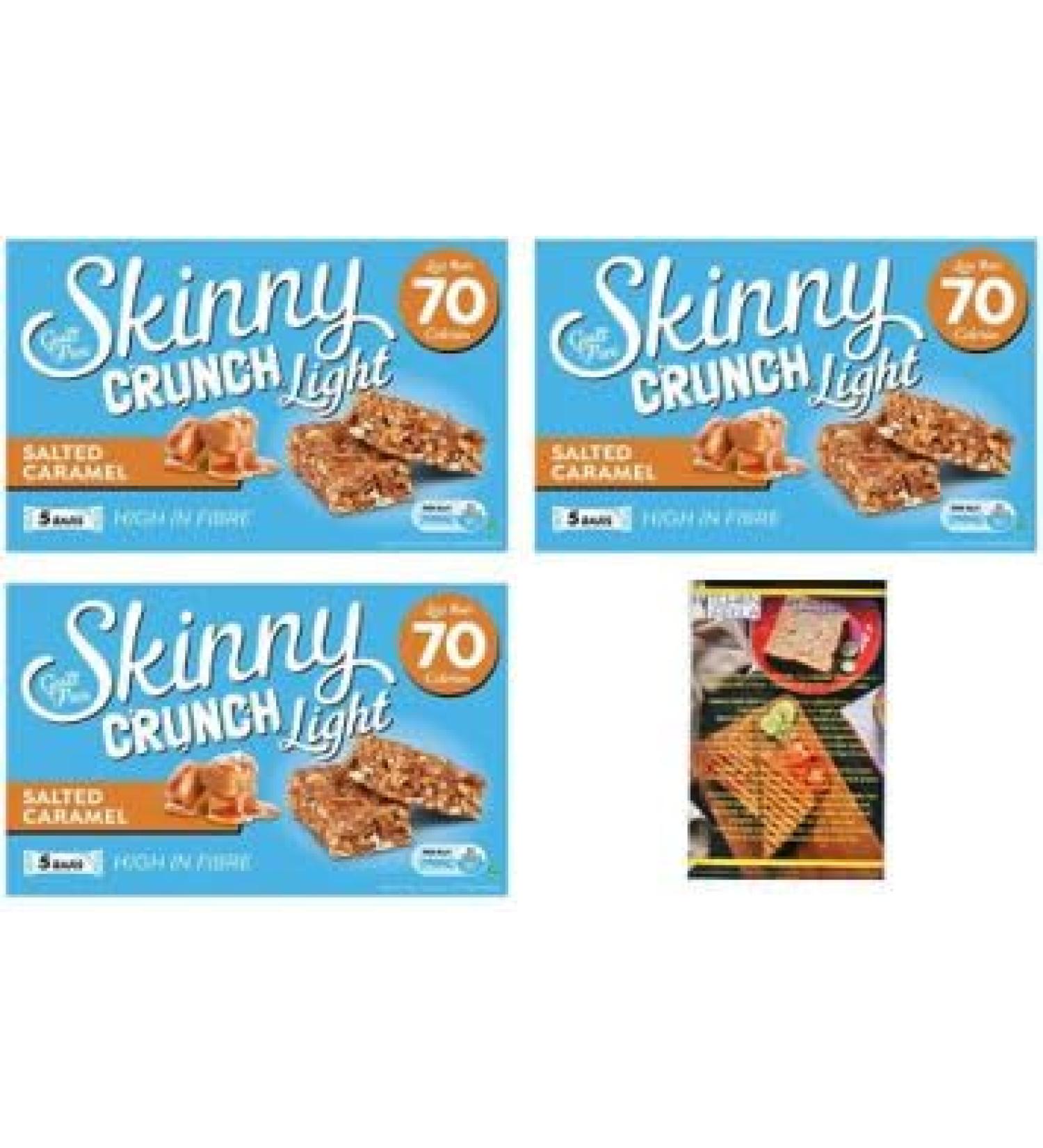 Skinny Crunch Bars Light Salted Caramel x3 Packs with Kitchenfella Healthy Challenge - Buy Online on GoSupps.com
