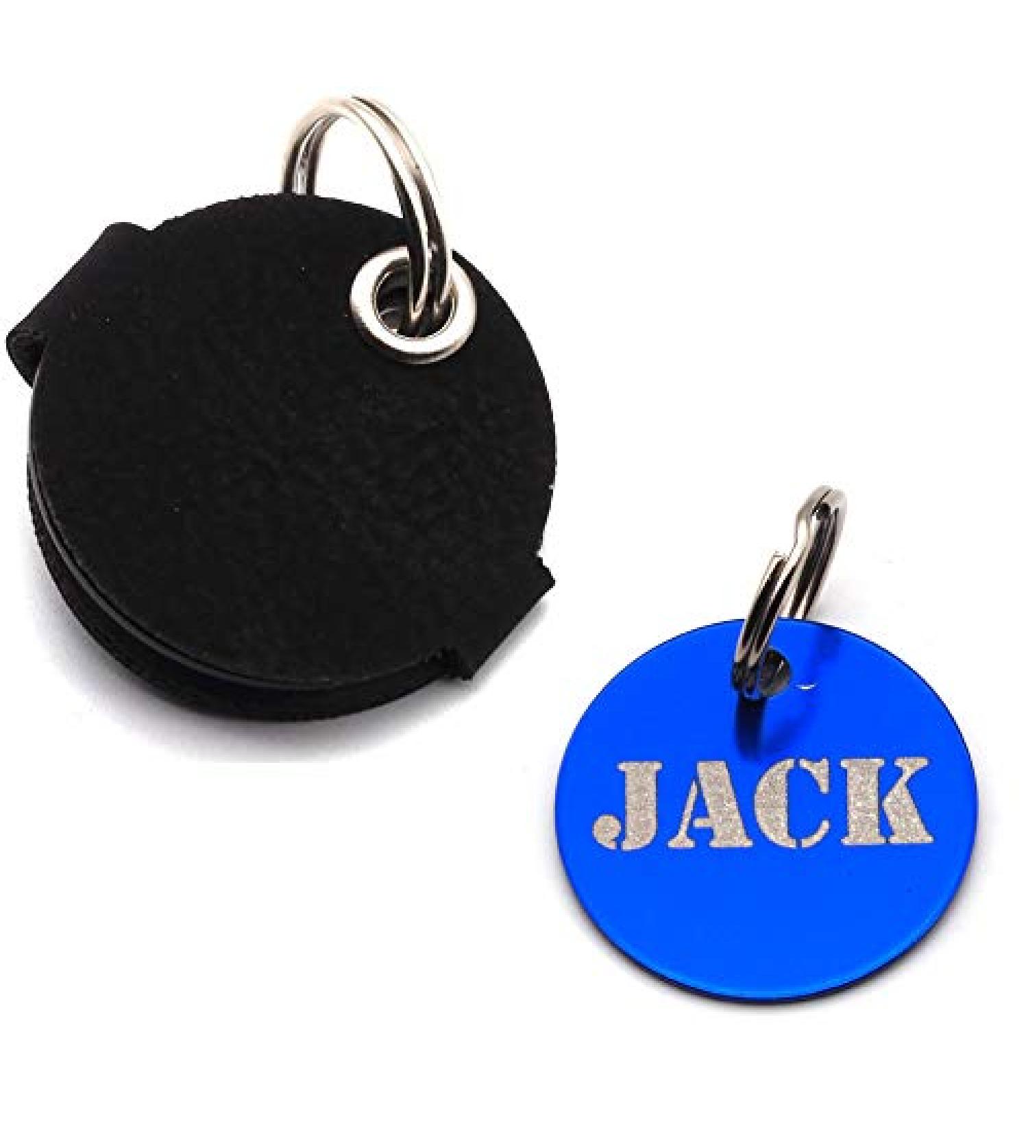 Personalized Dog Brand Pocket with Push Button - Engraved Synthetic Leather Tags in Blue Black Red Yellow | 30mm Control Space - Buy Online on GoSupps.com