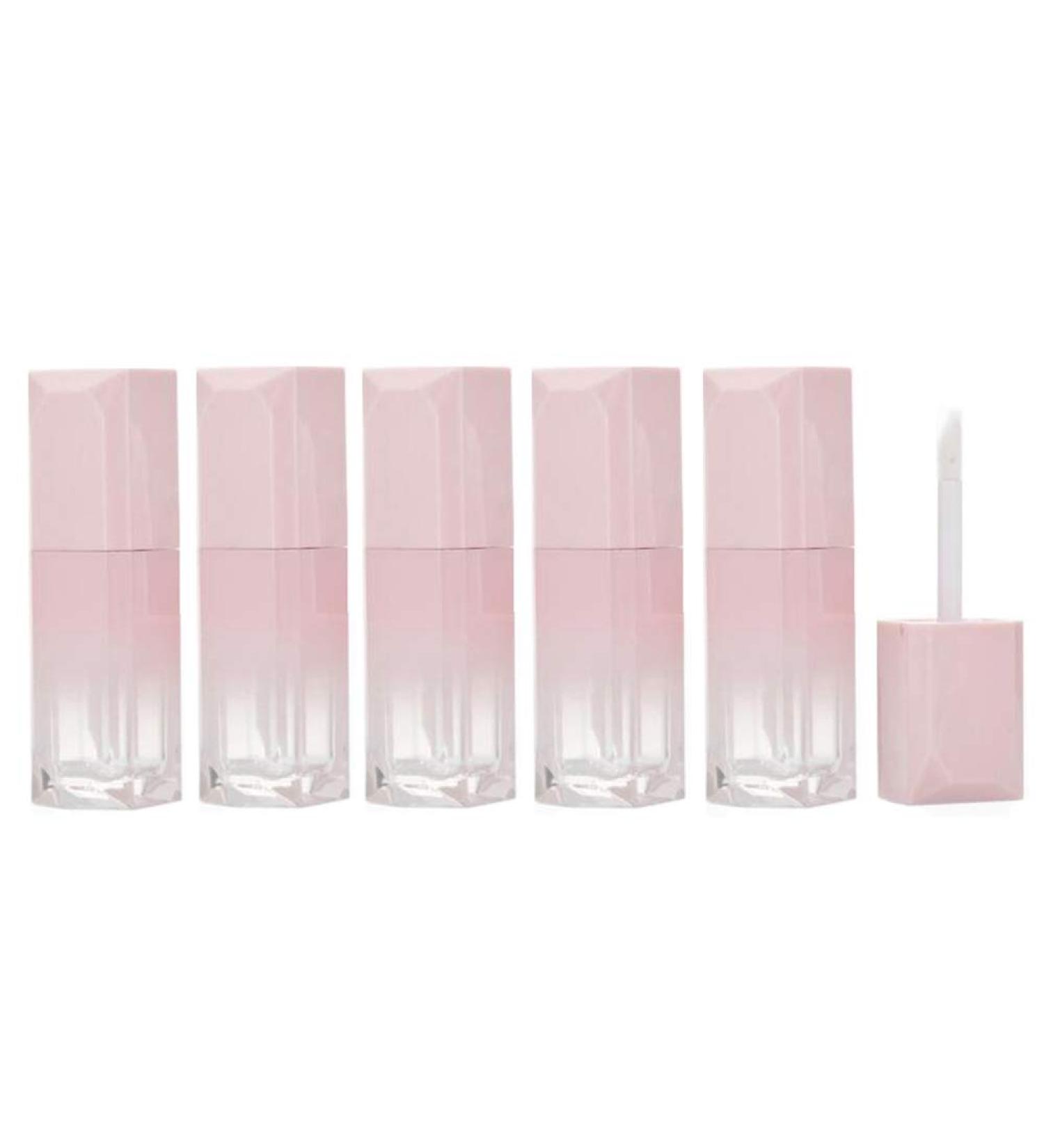 5-Pack 4ml Pink Gradient Square Lip Gloss Tubes with Magic Wand Applicator - Refillable DIY Lip Balm Containers - Buy Online on GoSupps.com