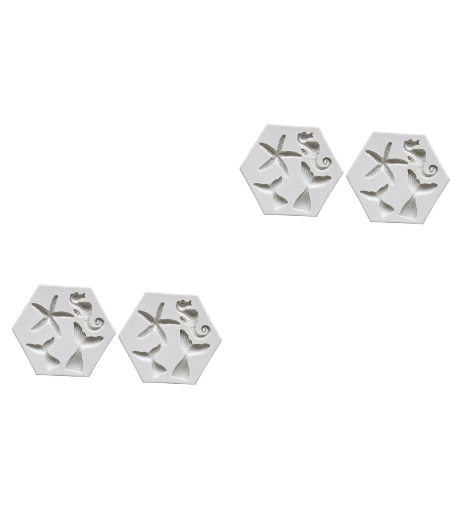 OUNONA 4 Pcs Mold Cookie Cutters Biscuit Mould Christmas Cake De para Gelatinas Christmas Party Supplies Cake Stencil Silicone Sweet Mould Silicone Sea Liquid Silicone Mermaid Silica Gel 9X7.5X0.8CMx2pcs Greyx2pcs - Buy Online on GoSupps.com