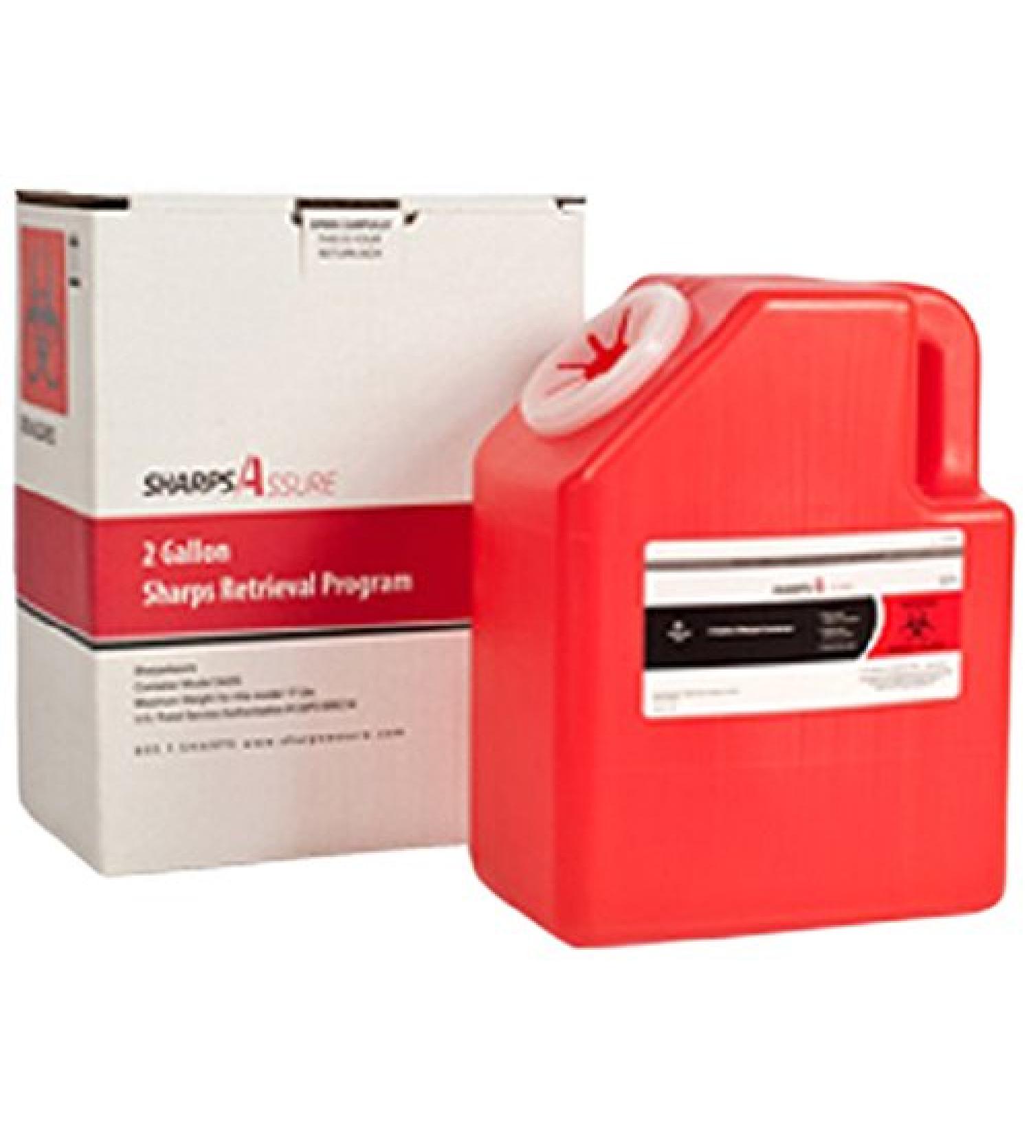 SharpsAssure SA2G 2 gal Sharps Retrieval Mail Back System Kit  10 Length x 10 Height x 15 Width