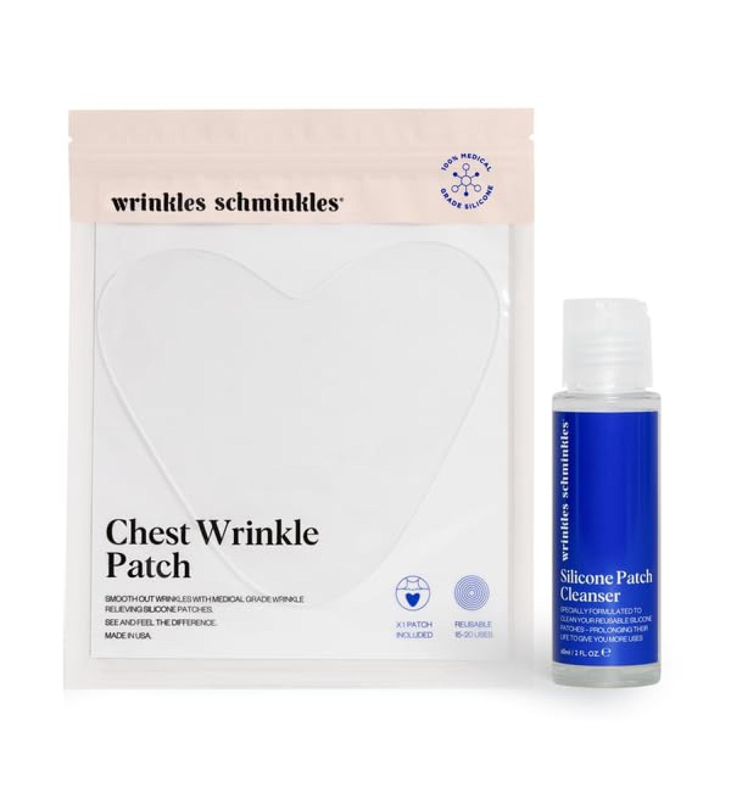 Wrinkles Schminkles Chest Wrinkle Patch & Cleanser Starter Pack - Reusable Silicone Patches to Smooth & Prevent D colletage Wrinkles - International Shipping Available - Buy Online on GoSupps.com