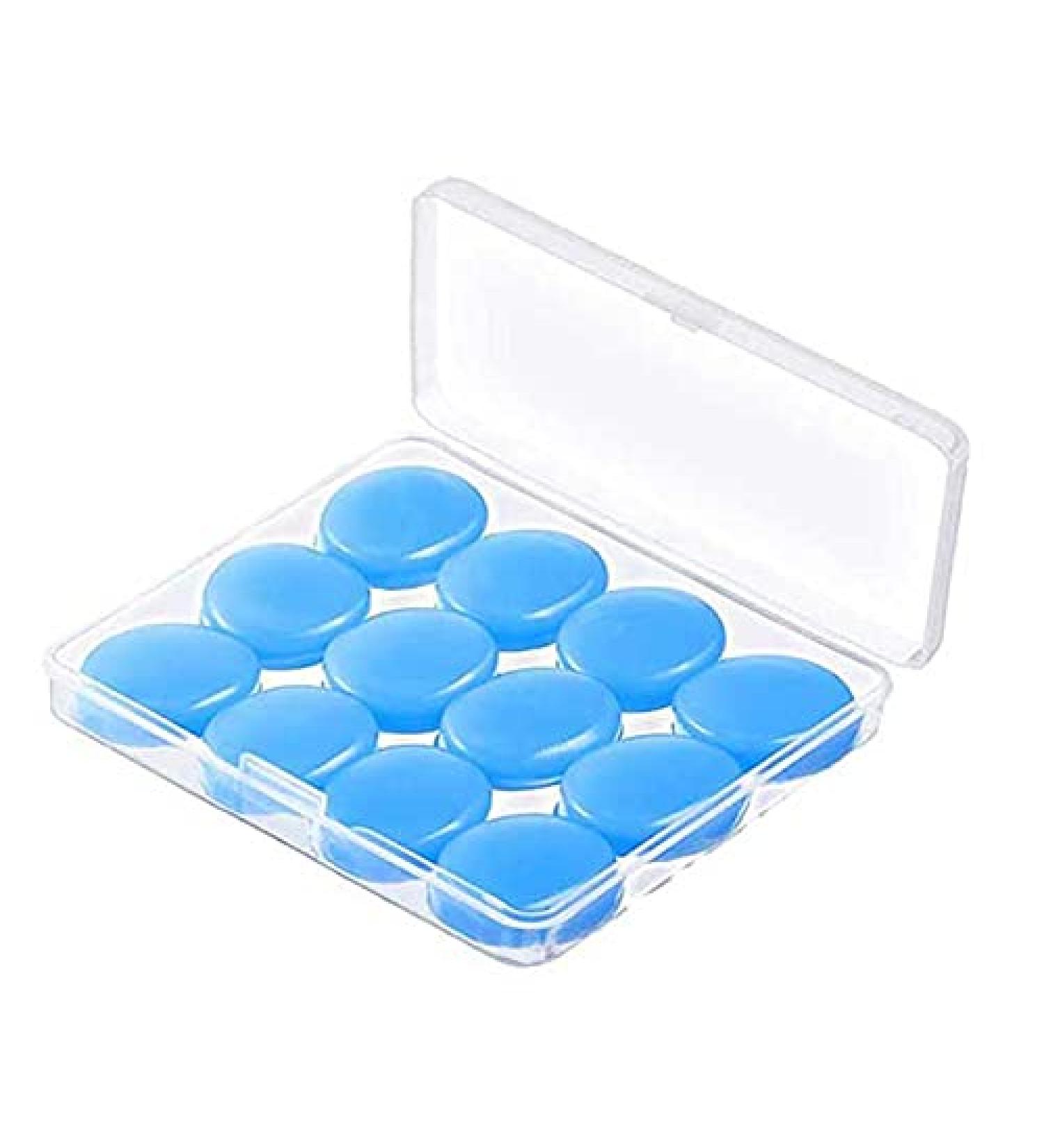 6 Pairs Reusable Silicone Gel Earplugs - Waterproof Noise Suppressive Earplugs for Swimming Sleeping & Snoring - Adult & Children (Blue) - Buy Online on GoSupps.com