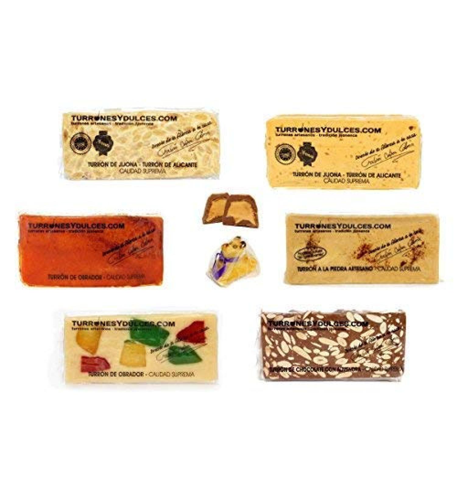 Lot de Turrones Nougats espagnols du Jijona - Alicante (+1 cadeau de massepain). 2 KG Dur et mou - Sachet de Turr n (6 x 300 g + 1 x 150 g + 1 cadeau) - Buy Online on GoSupps.com