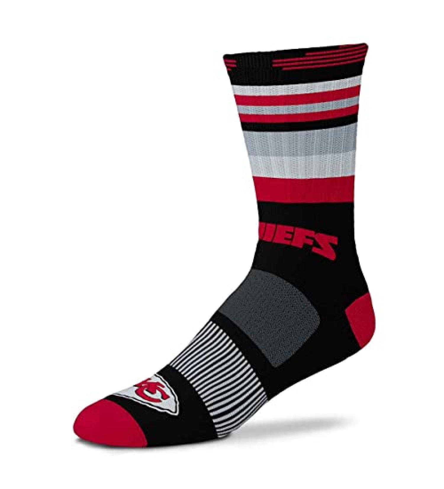 For Bare Feet NFL Rave Crew Socks Kansas City Chiefs One Size-Large Black